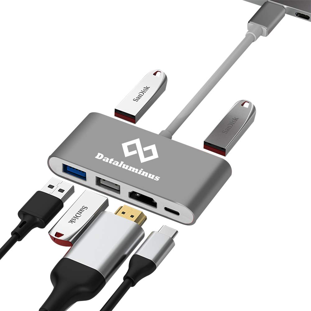 6-in-1 USB C Hub Adapter with 4K HDMI, USB 3.0/2.0 Ports, PD 3.0 Charging - Compact Multi-Port Dongle for MacBook Pro, Dell XPS & Type-C Laptops (Grey) - Perfect for Home Office, Travel & Conference Presentations