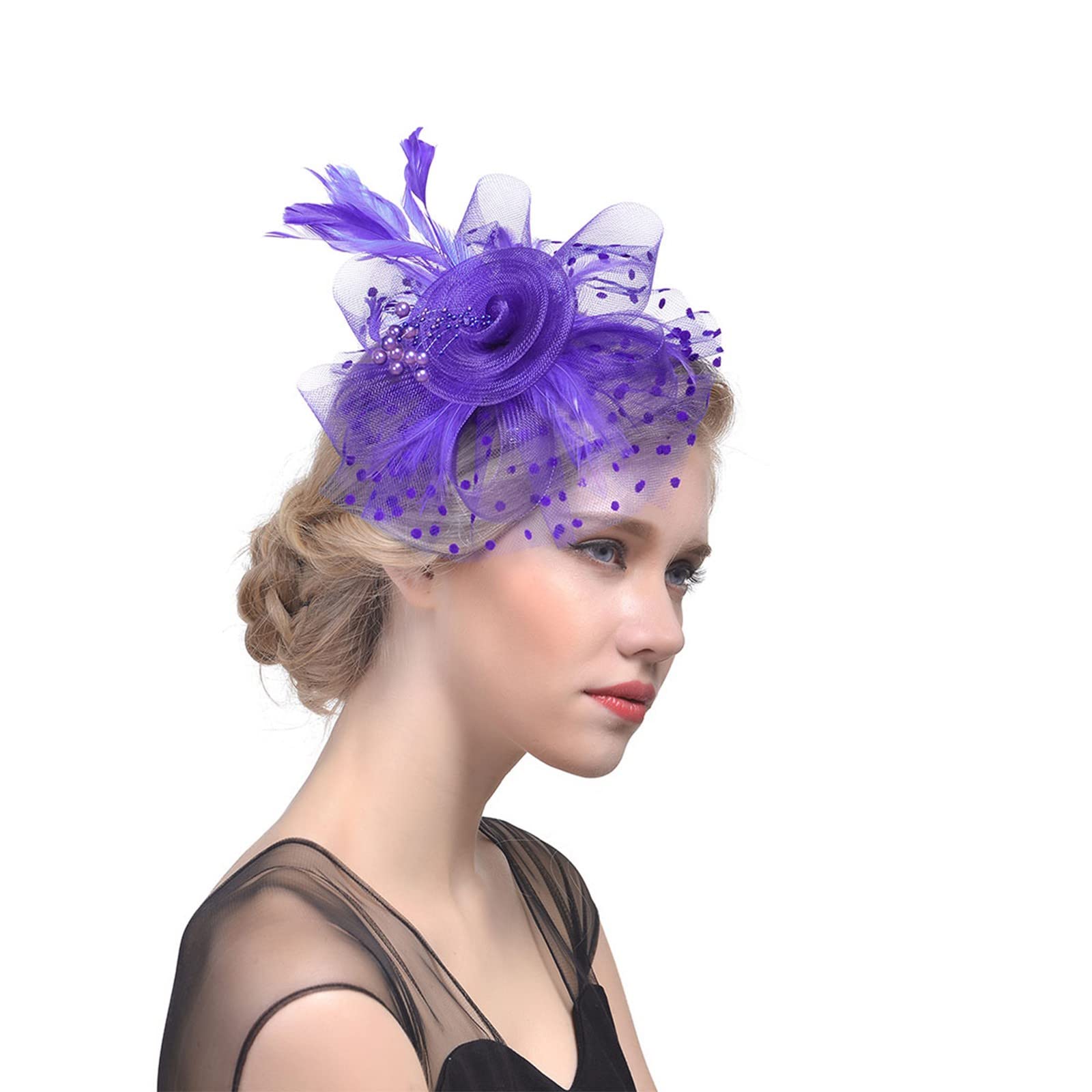 Elegant Women's Tea Party Fascinator Hat with Net Veil - Clip-On Headwear for Girls & Women - Perfect for Bridal Showers, Garden Parties, and Afternoon Tea Events