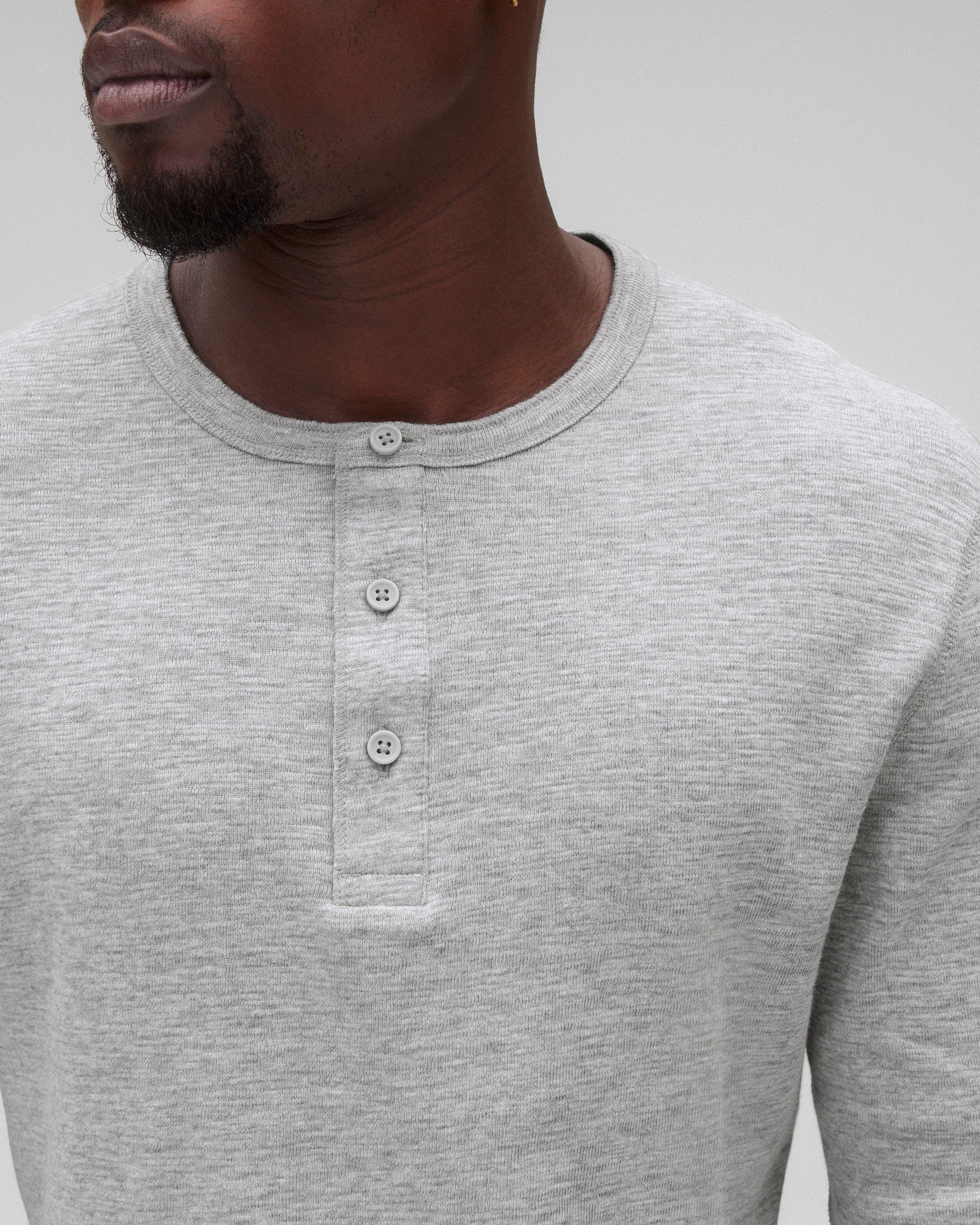 Reigning Champ 1X1 Slub Long Sleeve Henley Shirt for Men - Soft Cotton Crewneck Pullover with Button Placket - Perfect for Casual Wear, Layering & Everyday Comfort