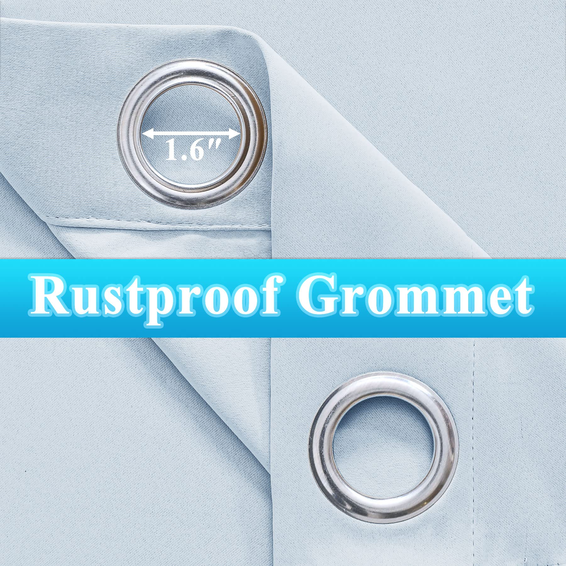Frement Extra Long Outdoor Curtains - 84W x 120L Windproof Thermal Insulated Window Drapes for Patio, Porch & Canopy - Sky Blue Waterproof Curtain Panels with Anti-Rust Grommets (1 Panel) - Perfect for Sun Protection, Privacy & Outdoor Decor