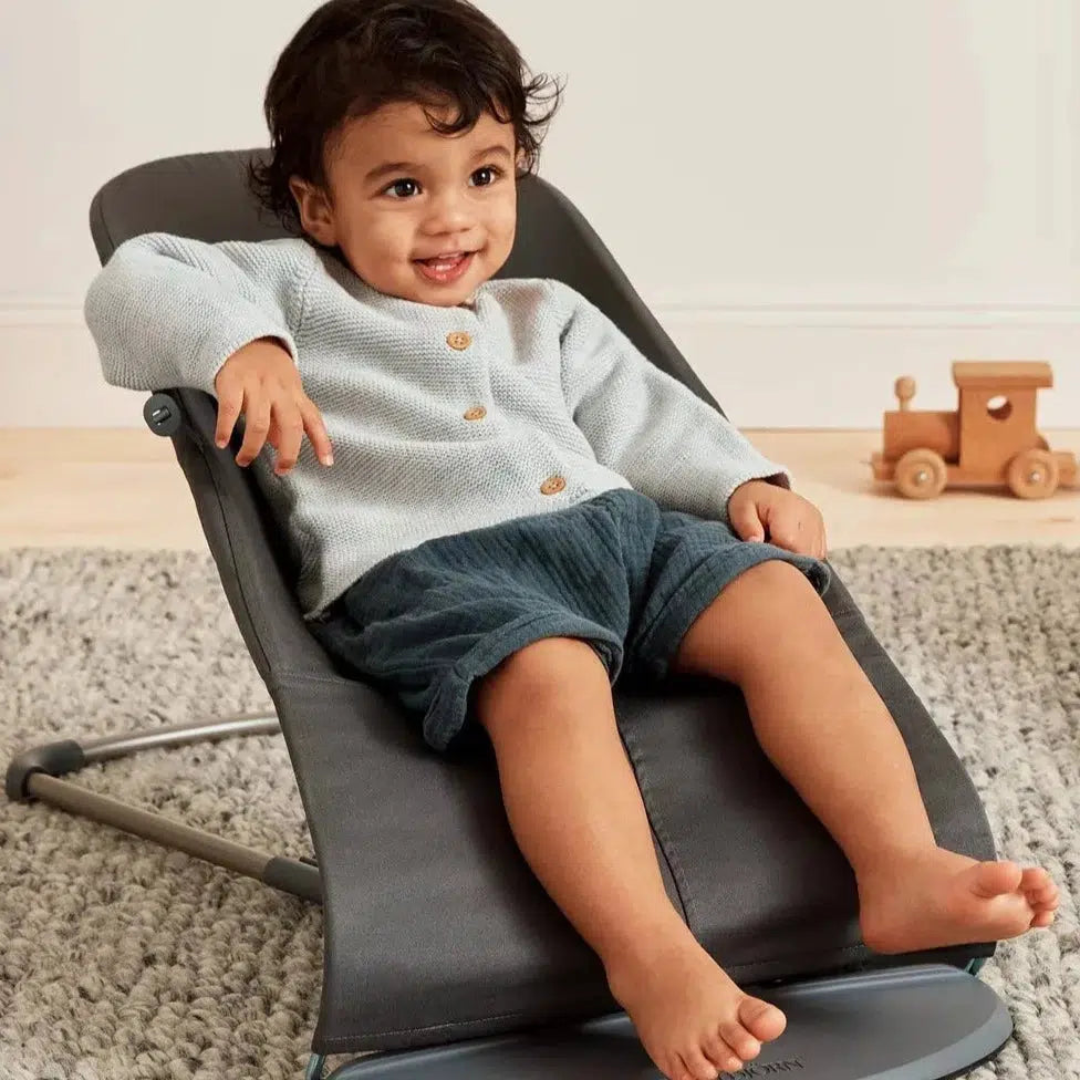 Baby Bjorn Bouncer Bliss Woven Classic Quilt Anthracite - Premium Baby Rocker for Newborns & Infants - Perfect for Nursery, Playtime & Soothing Fussy Babies