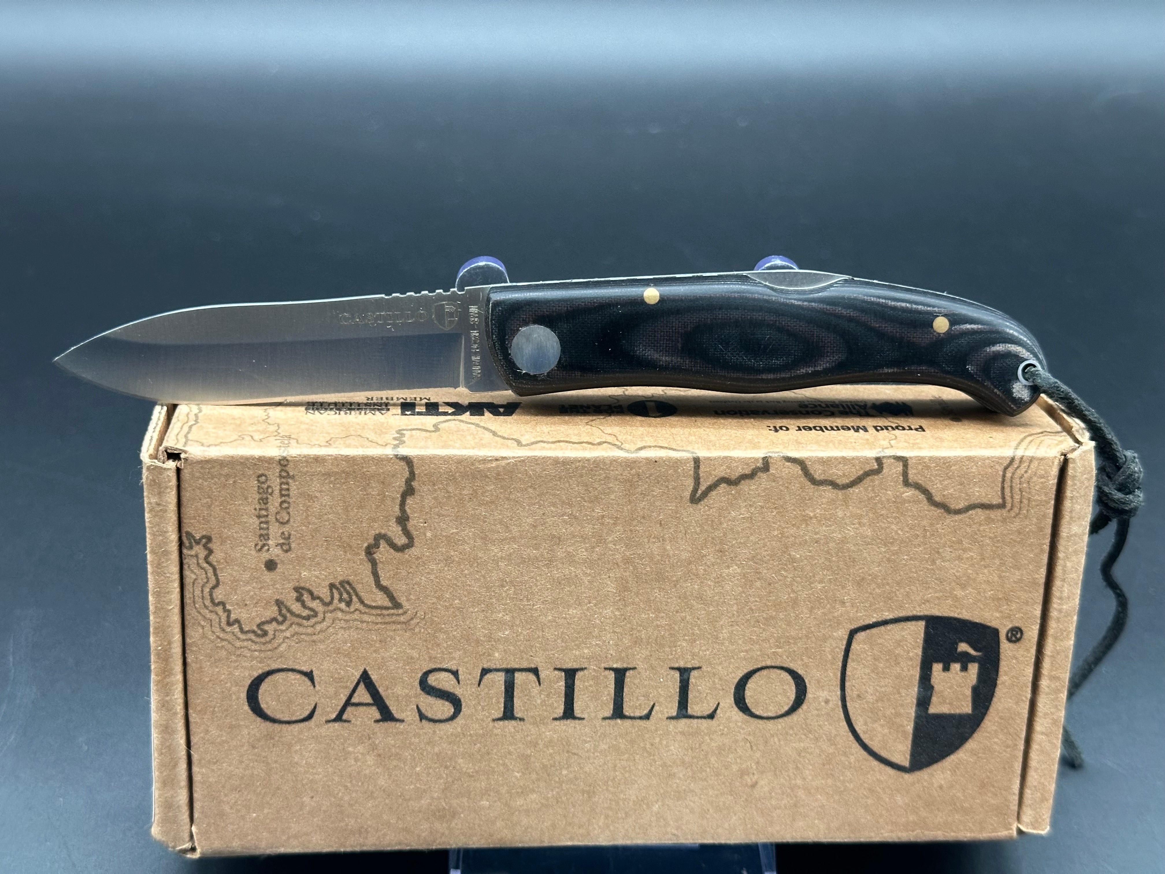 Castillo Muralla Folding Pocket Knife - Twilight Blue Micarta Handle, EDC Tactical Knife for Camping, Hiking & Outdoor Survival