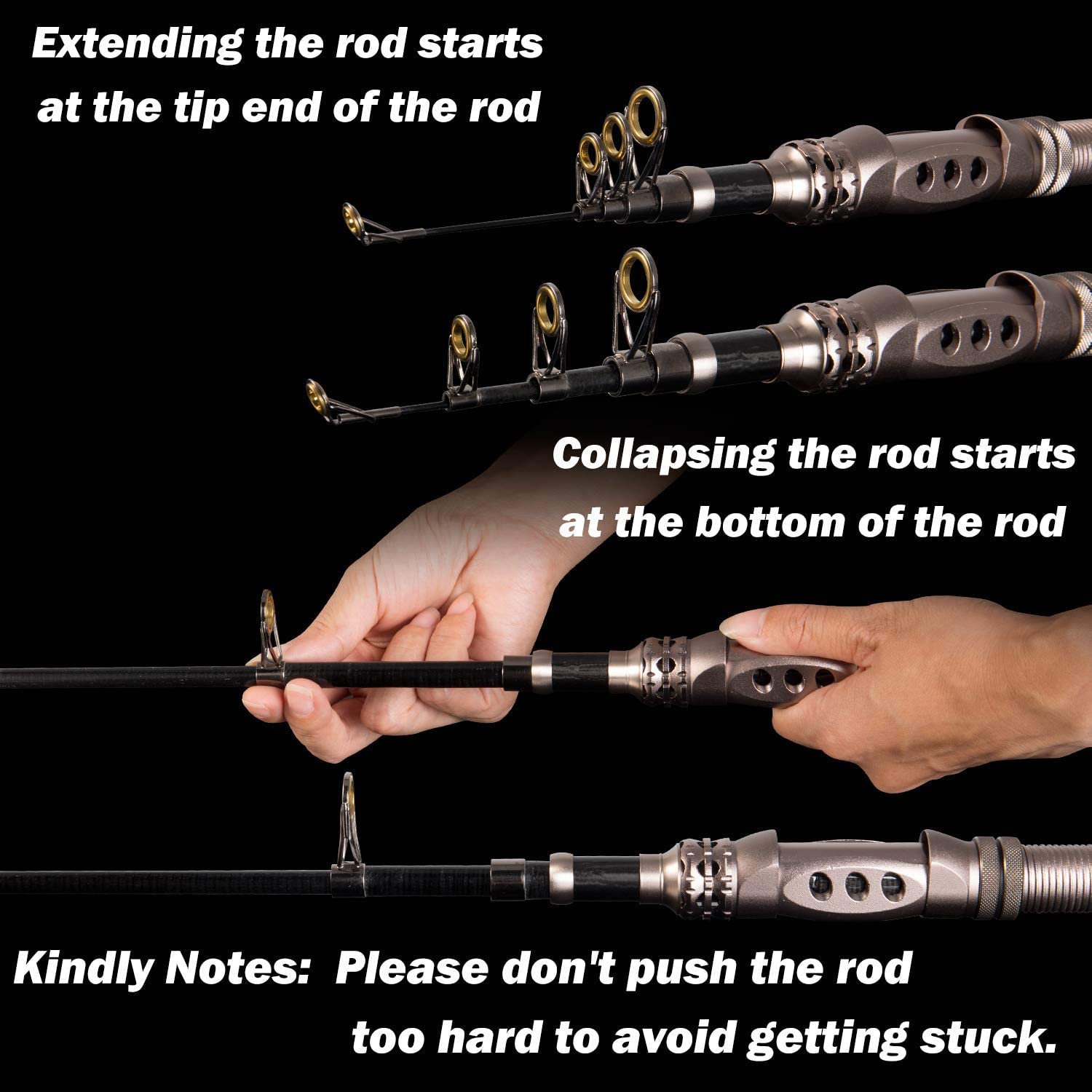 PLUSINNO Carbon Fiber Telescopic Fishing Rod and Reel Combo Kit - Lightweight Saltwater & Freshwater Fishing Pole with Spinning Reel | Perfect for Shore, Boat, and Kayak Fishing