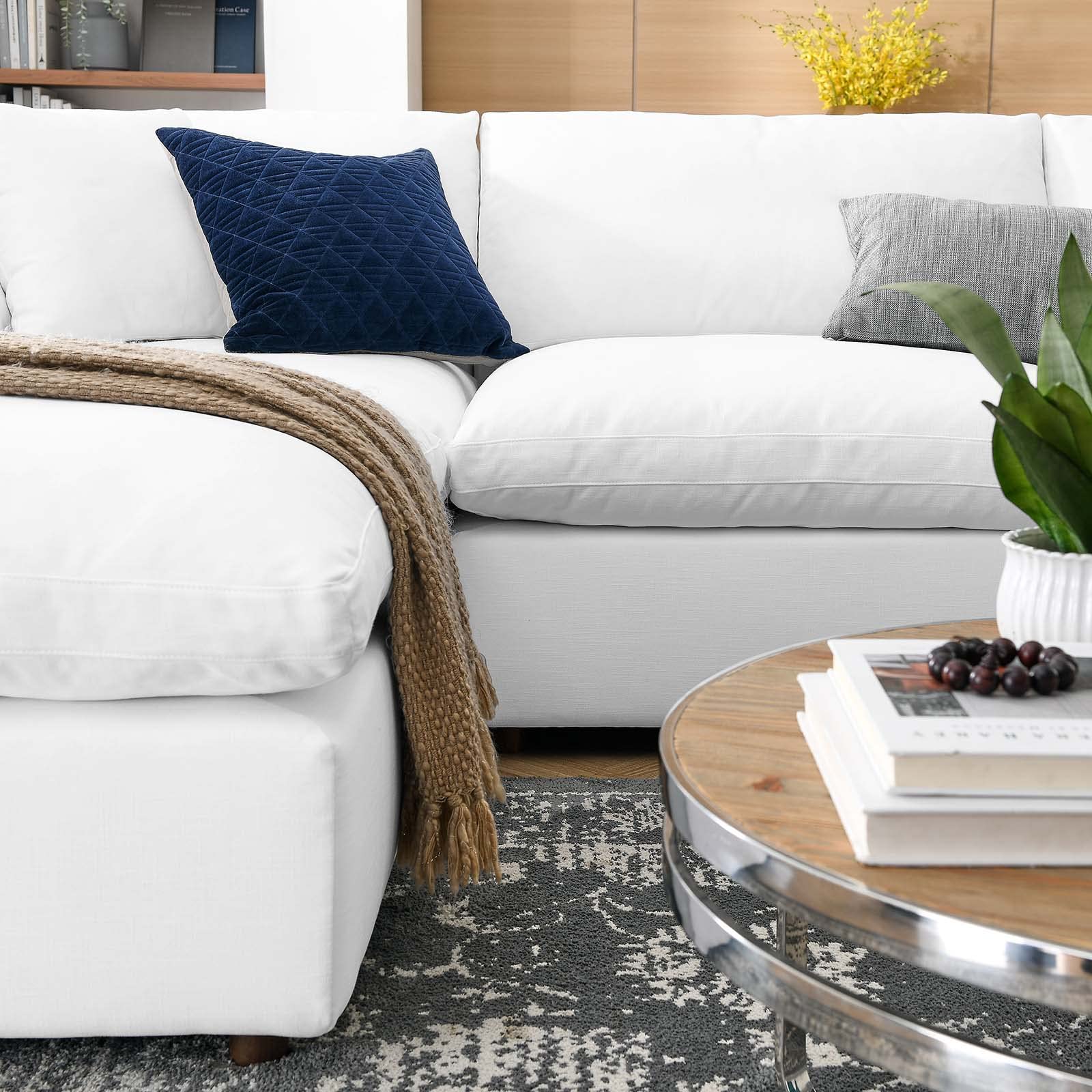 Modway Commix Down-Filled Overstuffed Upholstered 6-Piece Sectional Sofa Set - Luxurious Comfort for Living Room, Family Room & Home Theater - Perfect for Entertaining & Relaxation
