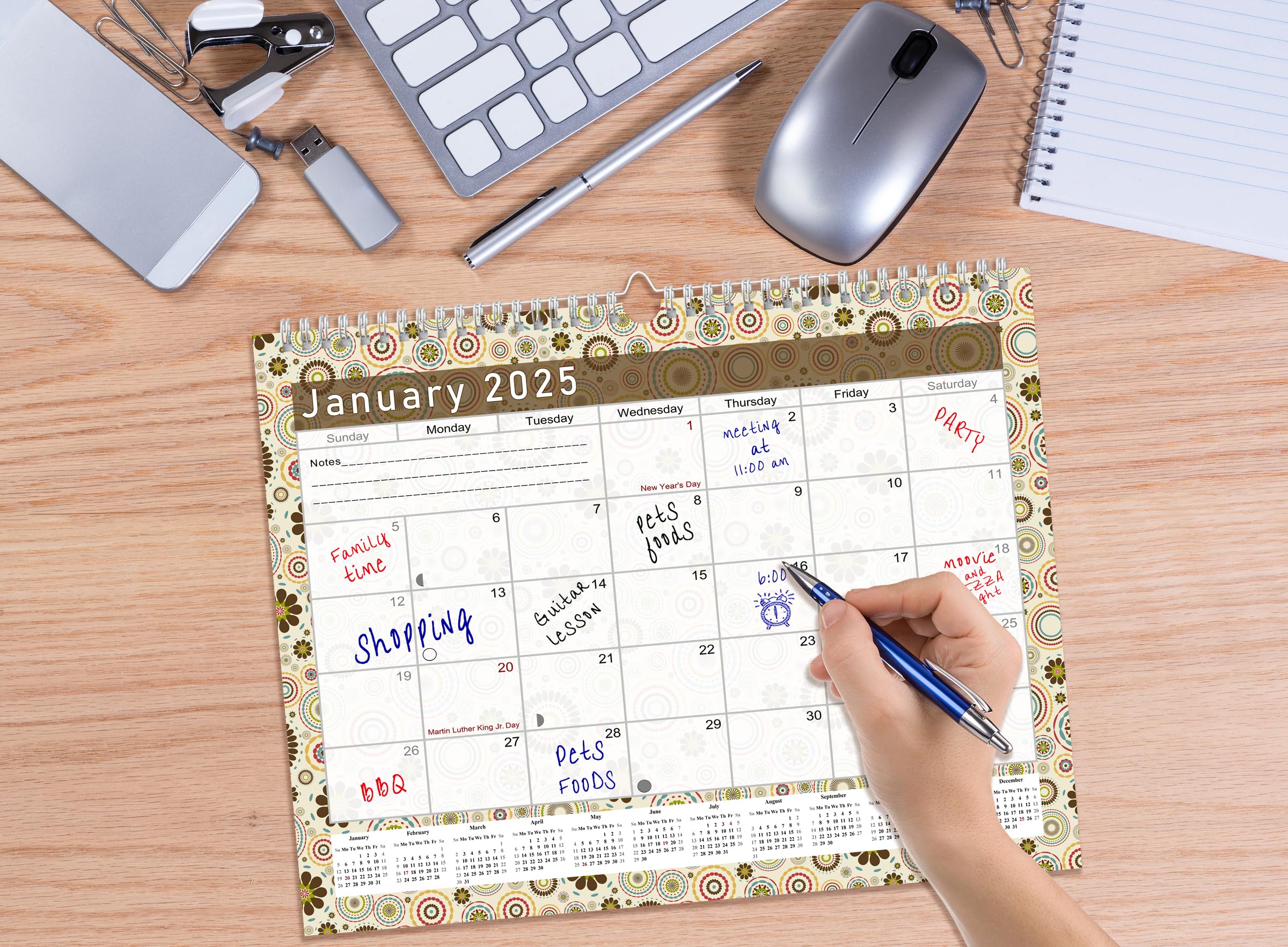 2024-2025 18-Month Spiral-Bound Wall & Desk Calendar Planner - Monthly Organizer for Home, Office & School (Edition #020) - Perfect for Scheduling, Planning & Productivity