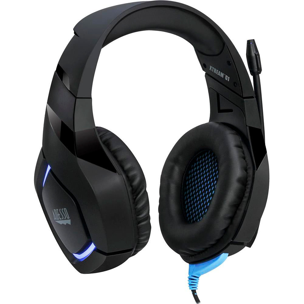 Adesso Xtream G1 Stereo Gaming Headset with Noise-Canceling Microphone - Wired Over-Ear Headphones for PC, PS4, Xbox, Nintendo Switch - Perfect for FPS Games, Streaming & Online Classes