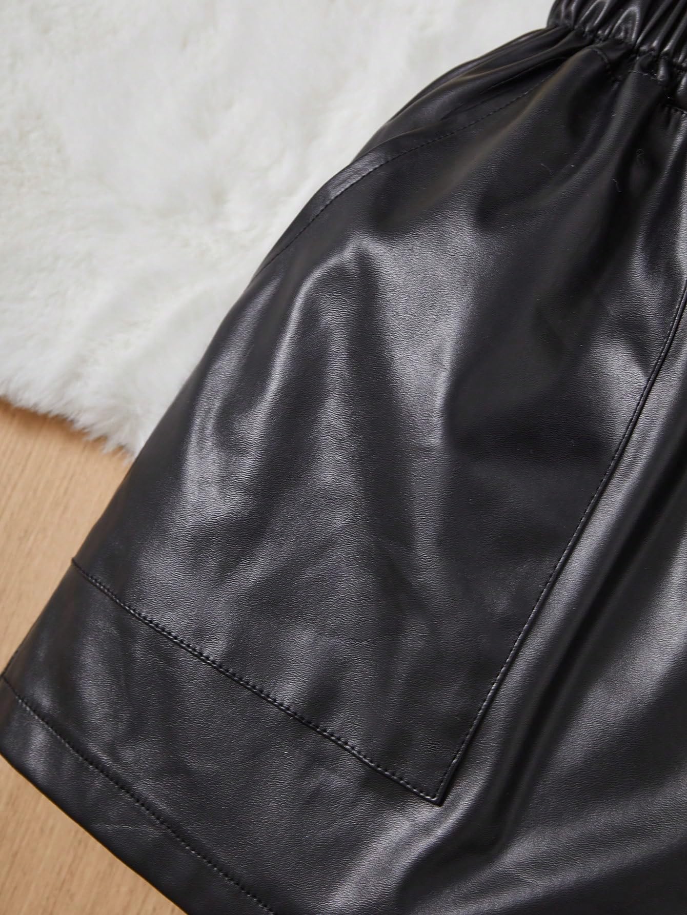 Verdusa Girls PU Leather Knot Front Elastic Waist Wide Leg Shorts with Pockets | Trendy Casual Summer Outfit for Teens & Kids | Perfect for School, Playdates & Outdoor Activities