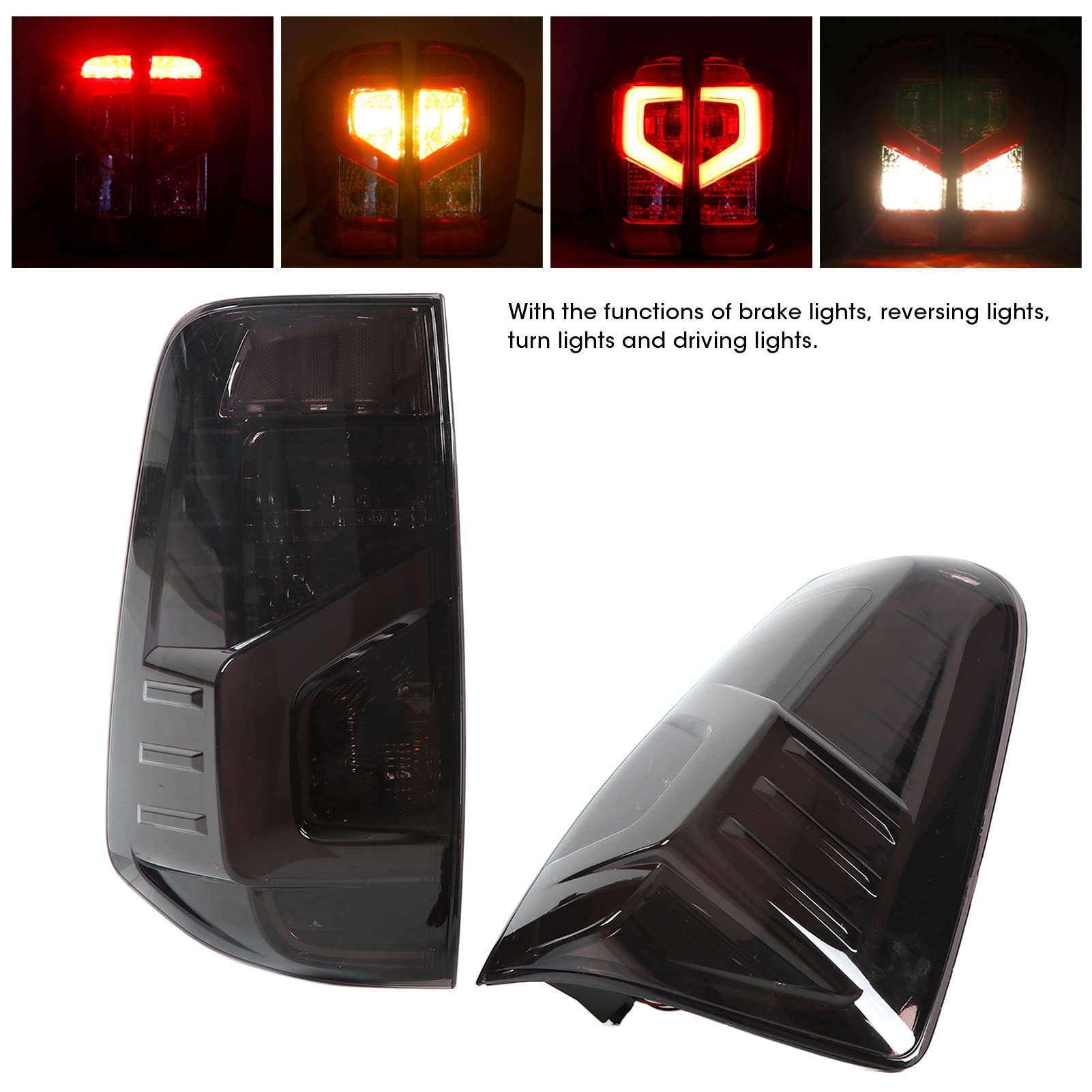 Aramox 2Pcs Car LED Tail Lights - 12V Red Smoke Lens Brake Reverse Turn Signal Lights for Nissan Navara NP300 2021 | Durable Replacement for Halogen Lights | Perfect for Night Driving & Off-Road Adventures