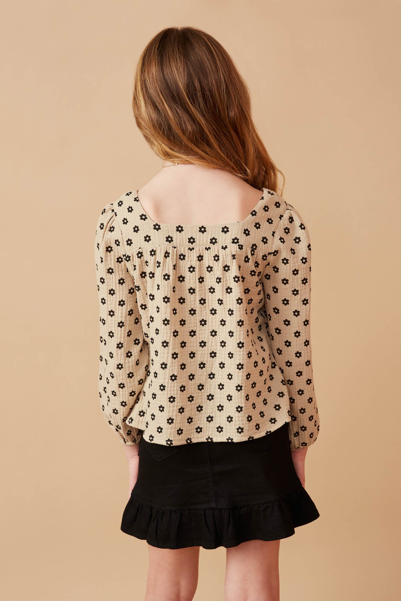 Floral Print Textured Square Neck Top for Women - Elegant Summer Blouse for Casual Outings, Dates & Office Wear