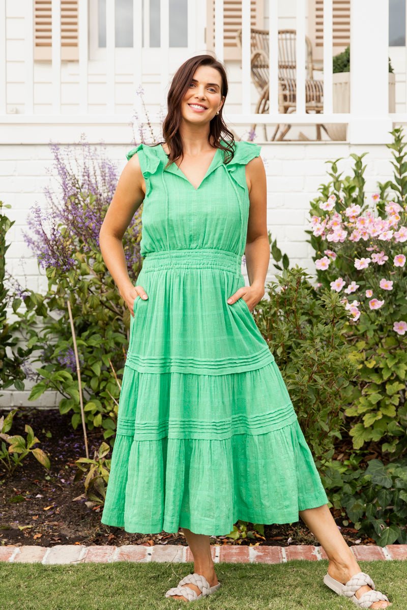 Elm Isabella Dress Greenbriar - Elegant Floral Summer Dress for Women | Perfect for Weddings, Parties & Casual Outings