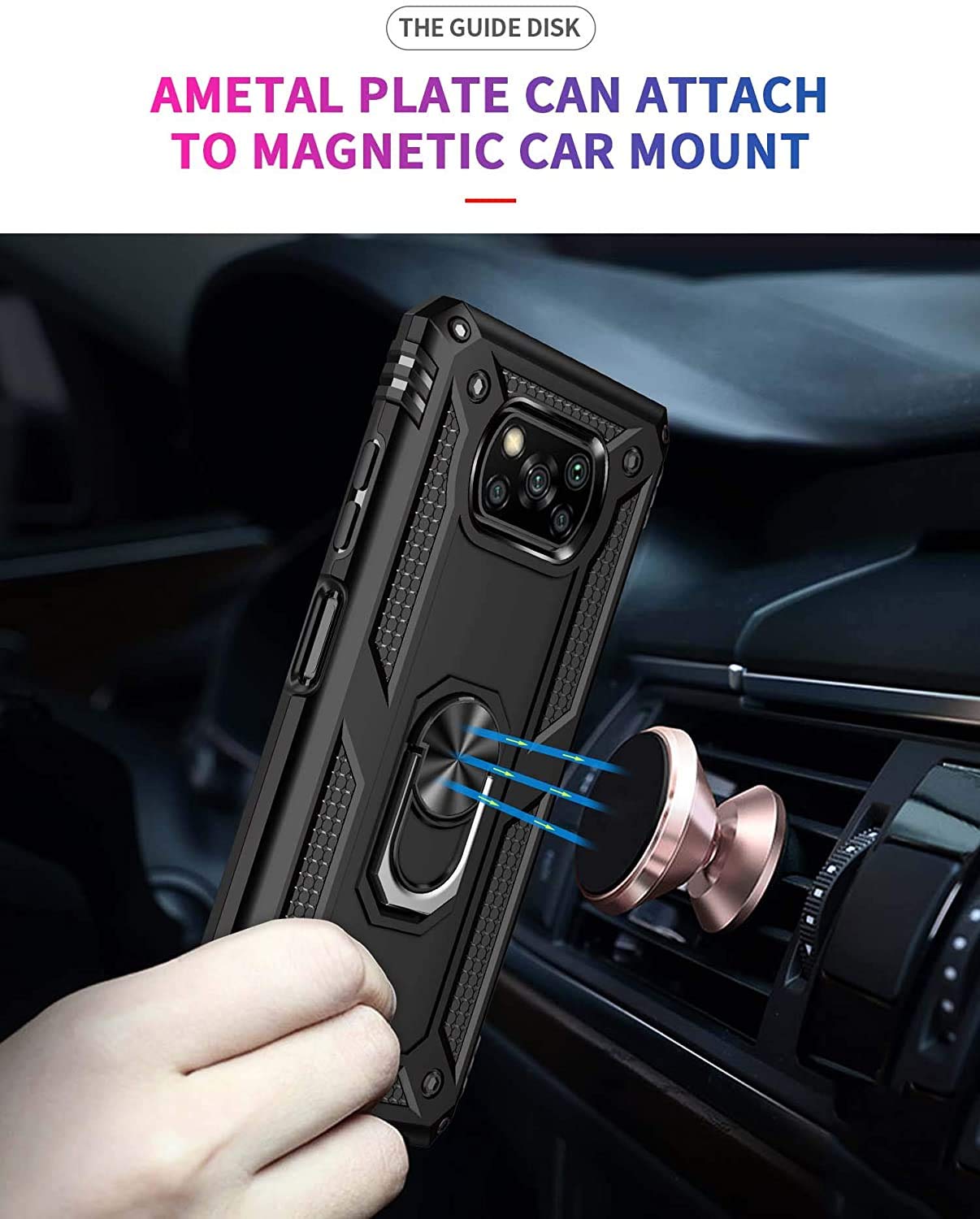 **YaHan 2-Pack Heavy Duty Shockproof Case for Xiaomi Poco X3 NFC/X3 – 360° Rotating Ring Kickstand & Tempered Glass Screen Protector – Perfect for Work, Travel & Outdoor Activities**