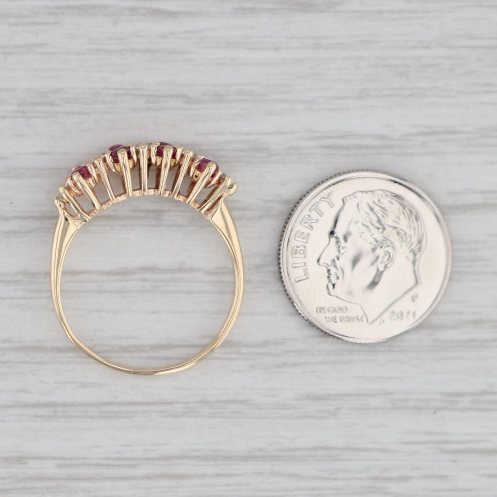 0.41ctw Ruby and Diamond Ring in 14k Yellow Gold - Stackable Band Size 7.75 - Perfect for Anniversary, Engagement or Everyday Elegance