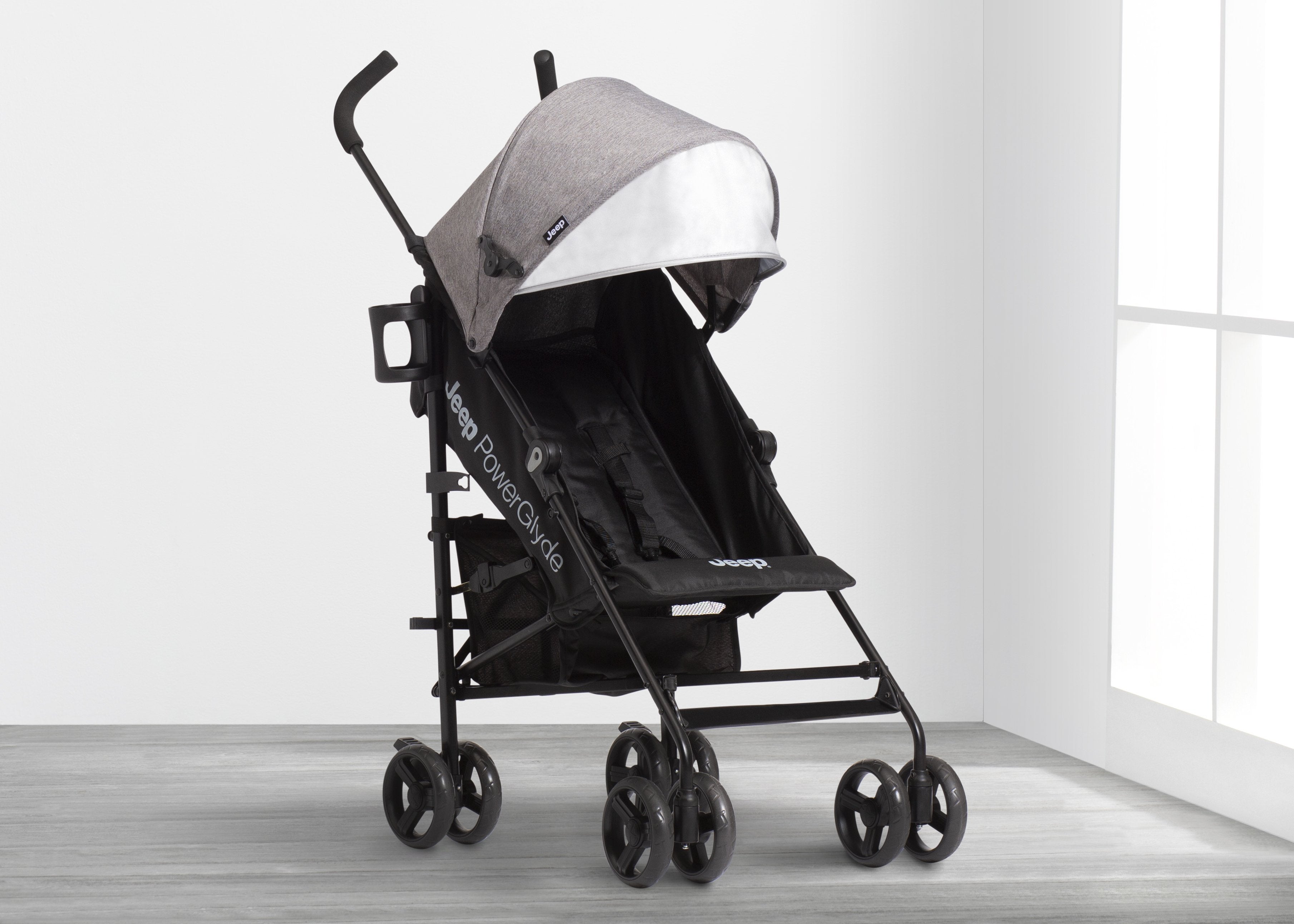 Jeep PowerGlyde Stroller - Lightweight Compact Travel Stroller with One-Hand Fold, Adjustable Canopy & Storage Basket - Perfect for Travel, Shopping & Everyday Use