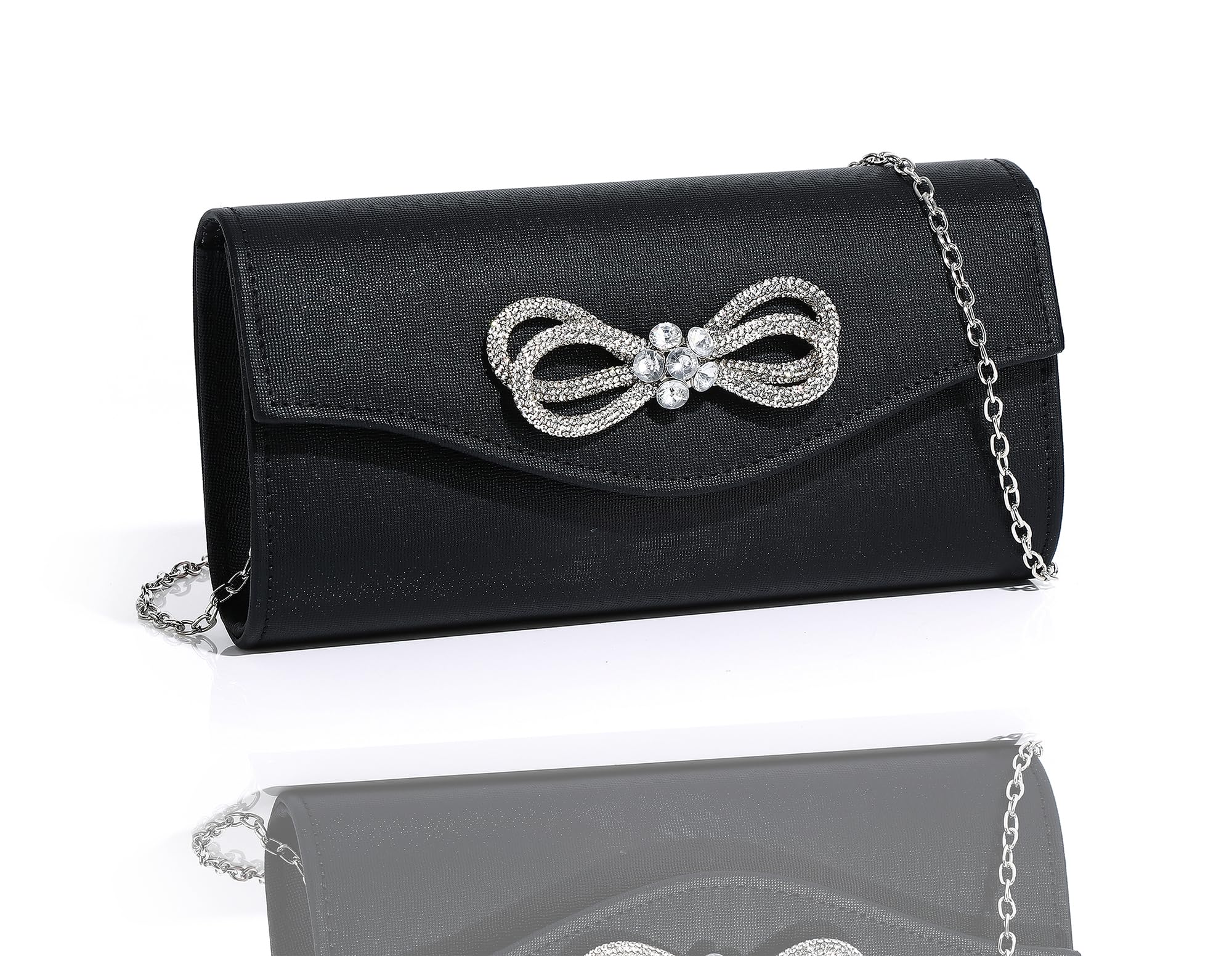 Elegant Women's Diamond Bow Rhinestone Clutch Purse for Wedding, Prom, Cocktail Party & Formal Events - Sparkling Evening Handbag for Special Occasions