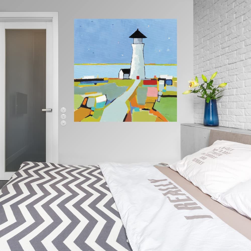 To the Lighthouse Fine Art Canvas Print by Phyllis Adams - 22x22 Inch Ready to Hang Wall Decor for Living Room, Bedroom, Bathroom, Kitchen, Office & More - Perfect for Coastal, Nautical or Literary Inspired Home Decor