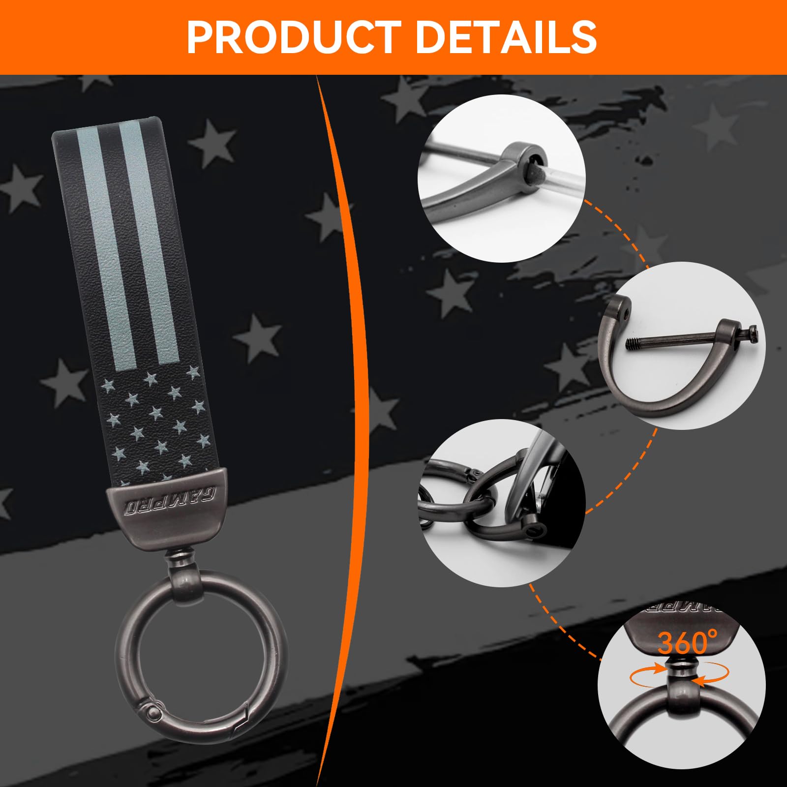 American Flag Car Keychain - Durable Zinc Alloy Key Ring Accessory for Chevrolet, Ford, Buick, Jeep - Perfect for Patriotic Drivers & Vehicle Brand Enthusiasts