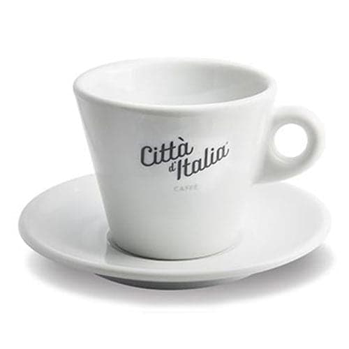 Premium Citta d'Italia Cappuccino Coffee Cups with Saucers - Set of 6, Ceramic Espresso Mugs for Home, Cafe & Restaurant Use - Perfect for Latte, Macchiato & Hot Beverages
