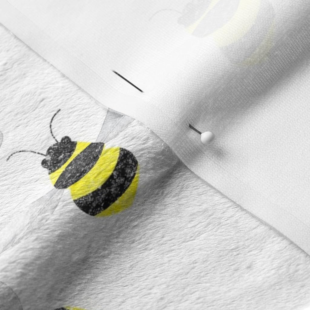 Bees Hive Spring Printed Minky Fabric Fat Quarter - Soft Plush Fabric for Baby Blankets, Quilt Backing & Sewing Projects - Perfect for DIY Nursery Decor & Cozy Home Crafts
