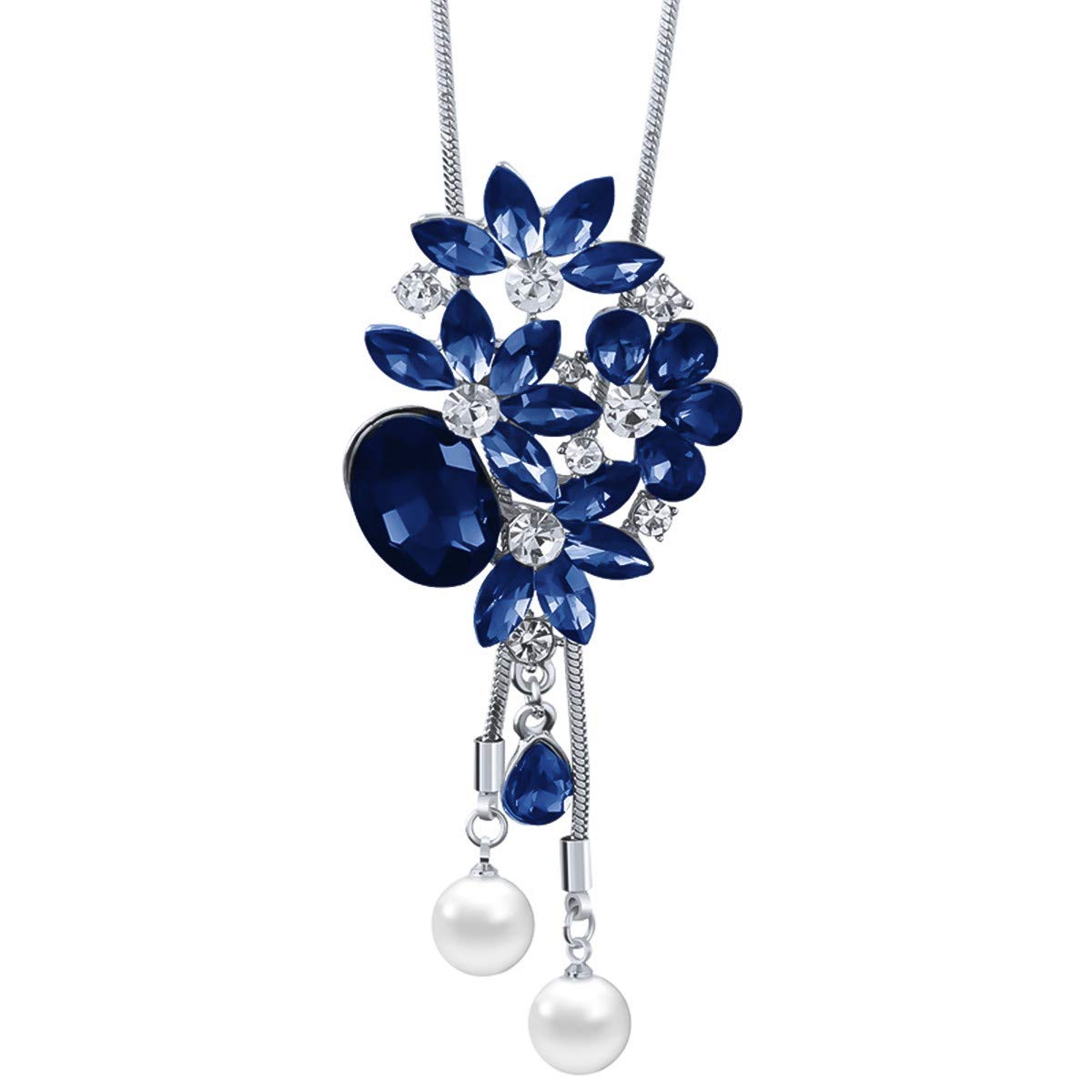 Elegant Flower Leaf Crystal Pendant Long Chain Necklace for Women | Bohemian Sweater Necklace | Handmade Crystal Jewelry Gift | Perfect for Weddings, Parties & Everyday Wear