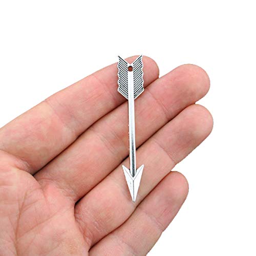 25-Piece Bulk Arrow Antique Silver Tone Charms - Double Sided SC877 for Jewelry Making, DIY Crafts & Gift Packaging