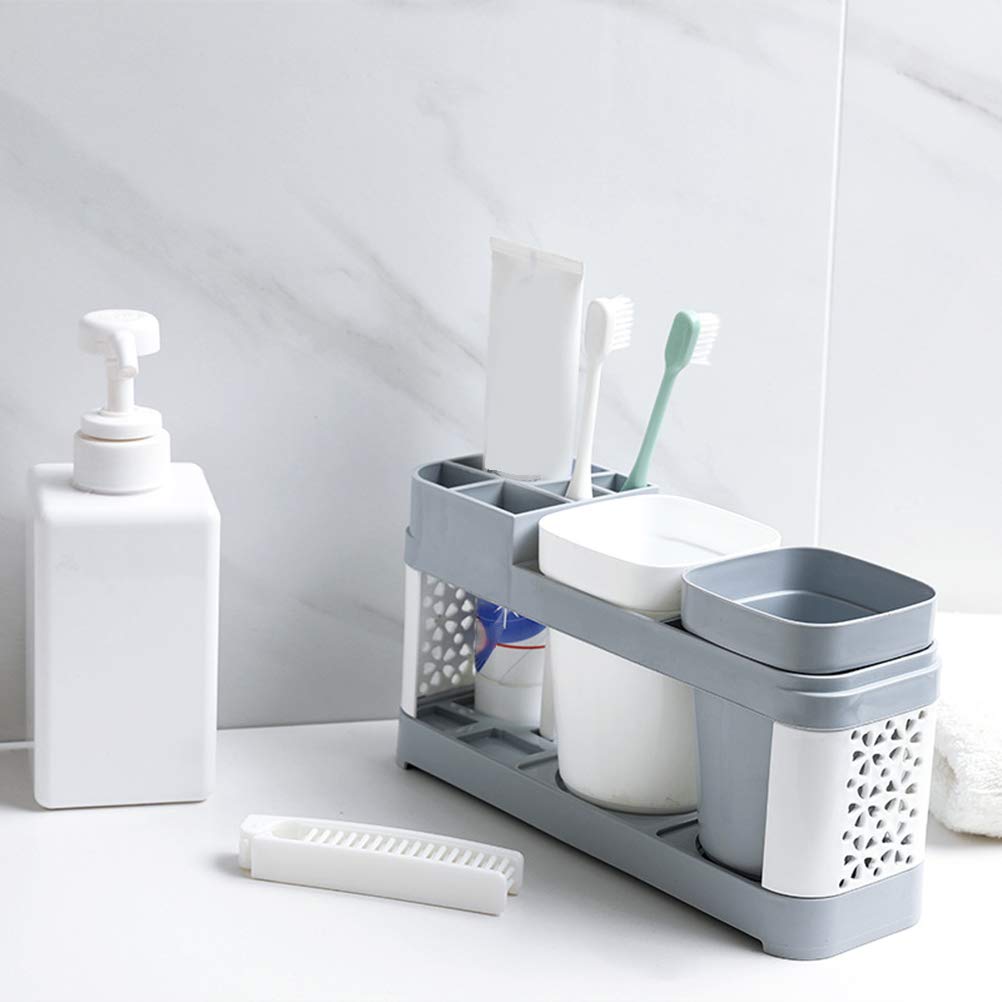 Yardwe Pearlescent Toothbrush & Toothpaste Holder - Wall-Mounted Bathroom Organizer for Toothbrushes, Lip Gloss, and Oral Care Essentials | Perfect for Small Spaces, Dorm Rooms, and Travel