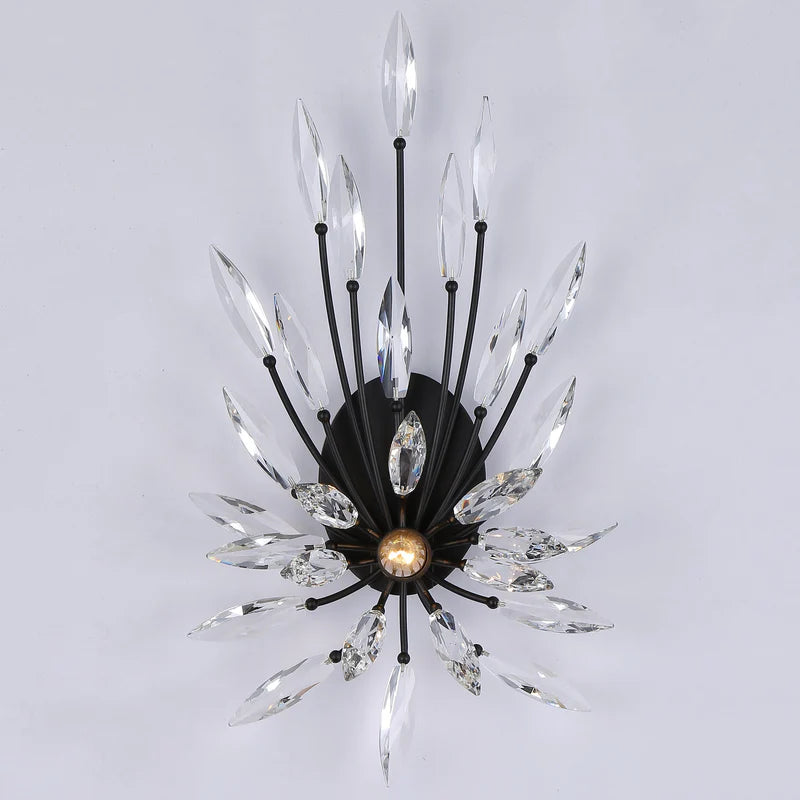 Lily Starburst Crystal Sputnik Wall Sconce - Modern Mid-Century Lighting Fixture for Living Room, Bedroom & Hallway Decor