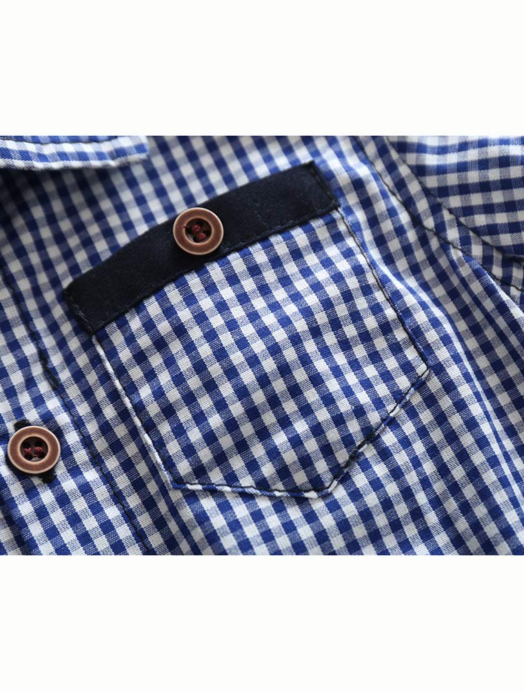 Adorable Baby Boys' Cotton Plaid Romper with Stitching - Soft & Comfortable for Playtime, Outings & Photo Shoots