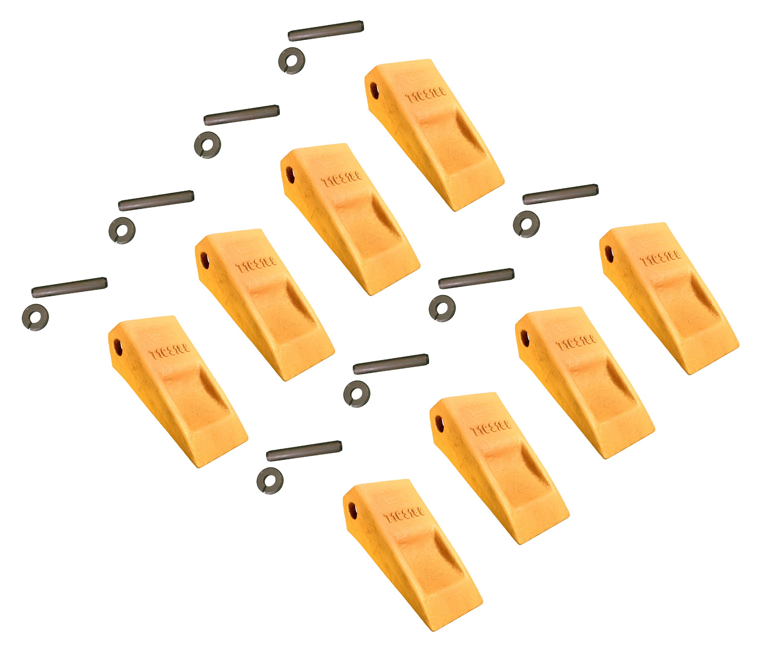 High-Quality JD Style Wheel Loader Bucket Dirt Teeth with Pins & Retainers - T103189 (8-Pack) | Replacement Parts for Construction Equipment | Perfect for Excavation, Landscaping & Heavy-Duty Earthmoving