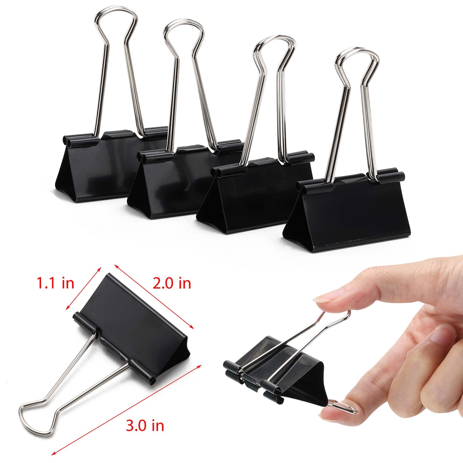 60Pcs Large Binder Clips 2 Inch - Heavy Duty Black Paper Clamps for Office Documents, School Projects, Organizing Files & Wall Art Displays