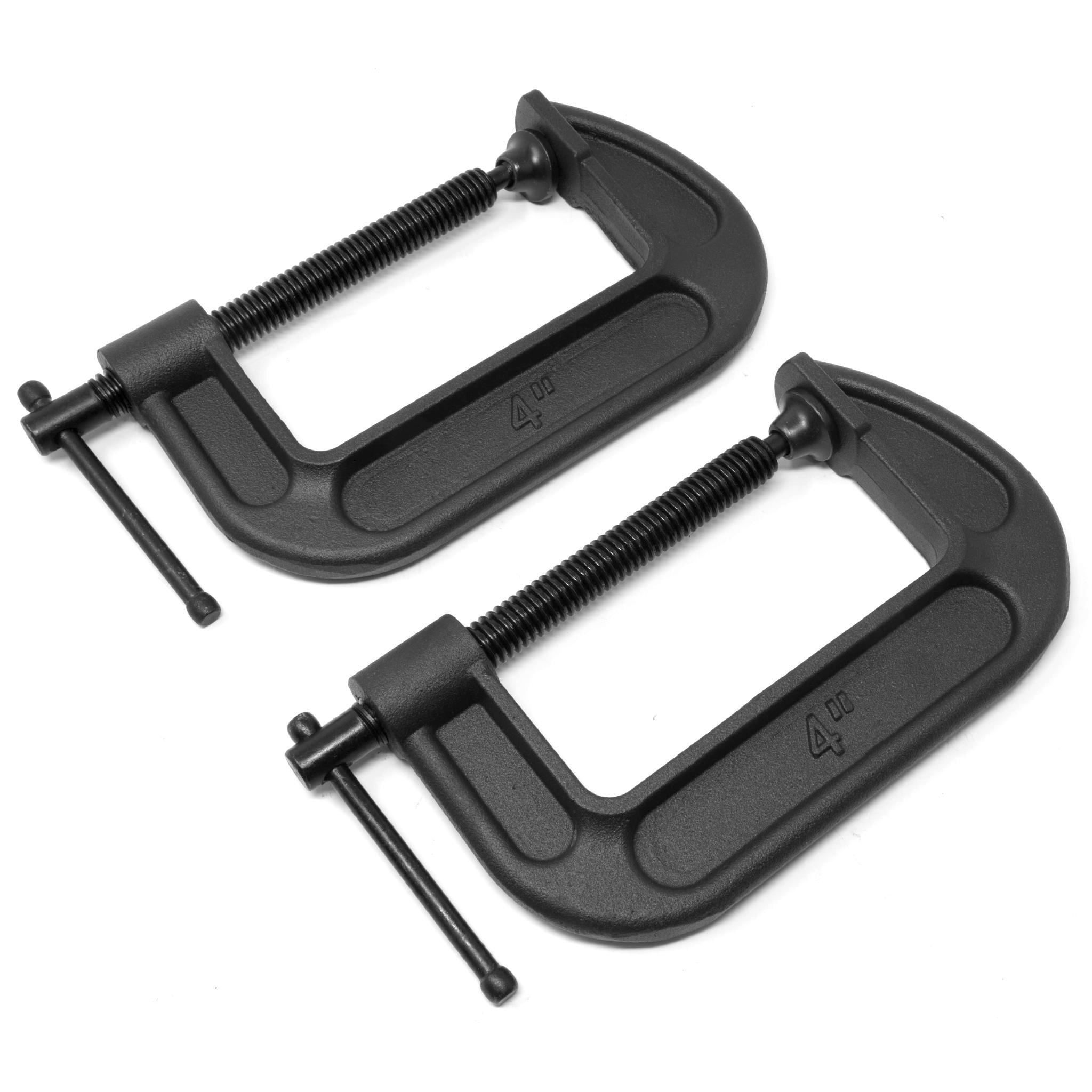 Heavy Duty Cast Iron C Clamps 4 Inch Jaw Opening 2.2 Inch Throat - 2 Pack for Woodworking, Metalworking, and DIY Projects