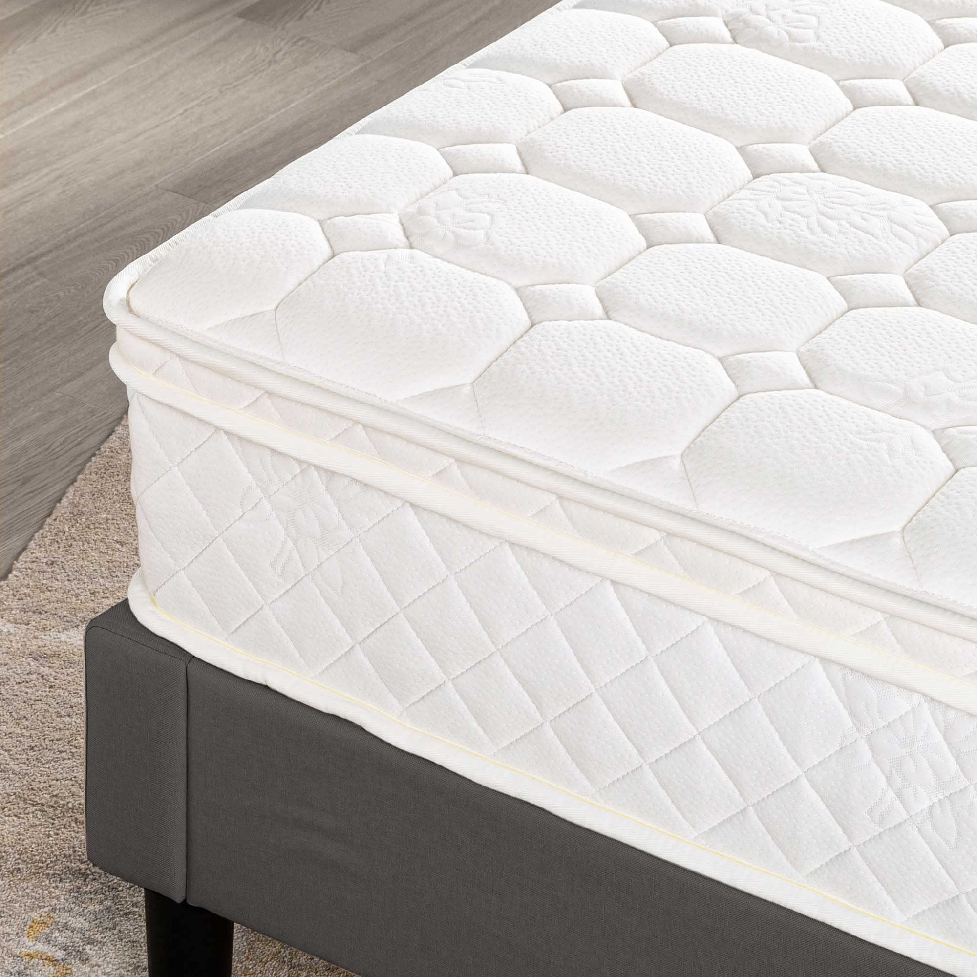 10 Inch Euro-Top Pocket Spring Mattress - Motion Isolation Individually Wrapped Coils, Comfort Foam Layer, CertiPUR-US Certified - Full Size White | Perfect for Guest Rooms, Dorms & Apartments