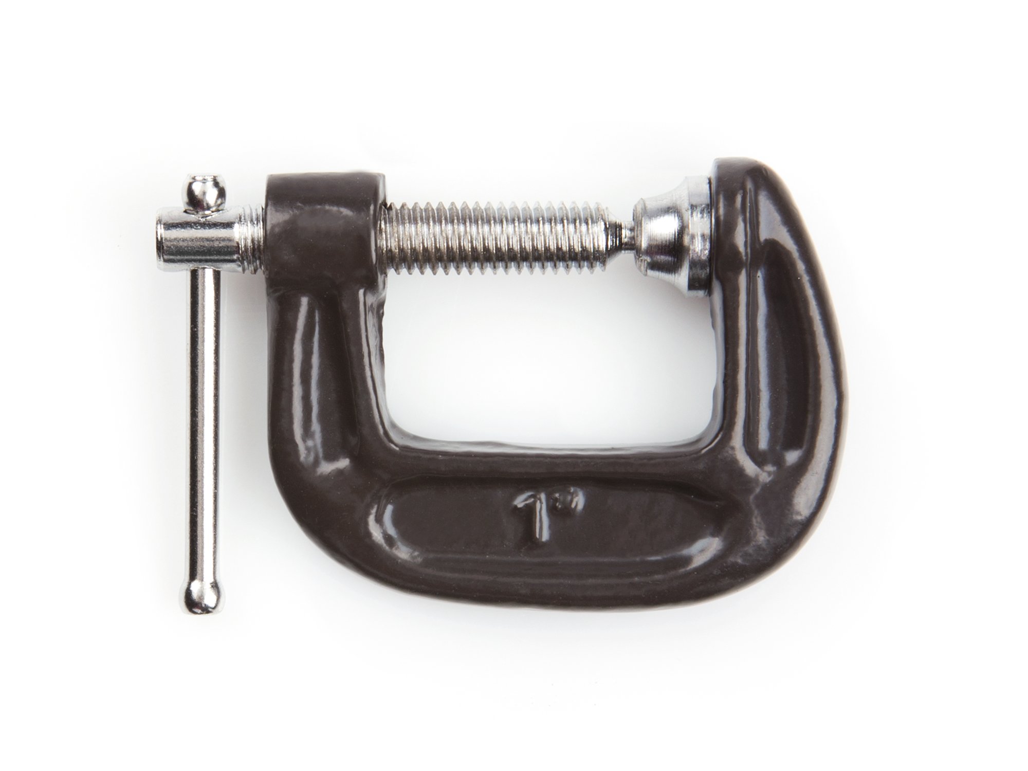TEKTON 1 Inch Black Malleable Iron C-Clamp (4009) - Heavy Duty Clamping Tool for Woodworking, Metalworking & DIY Projects