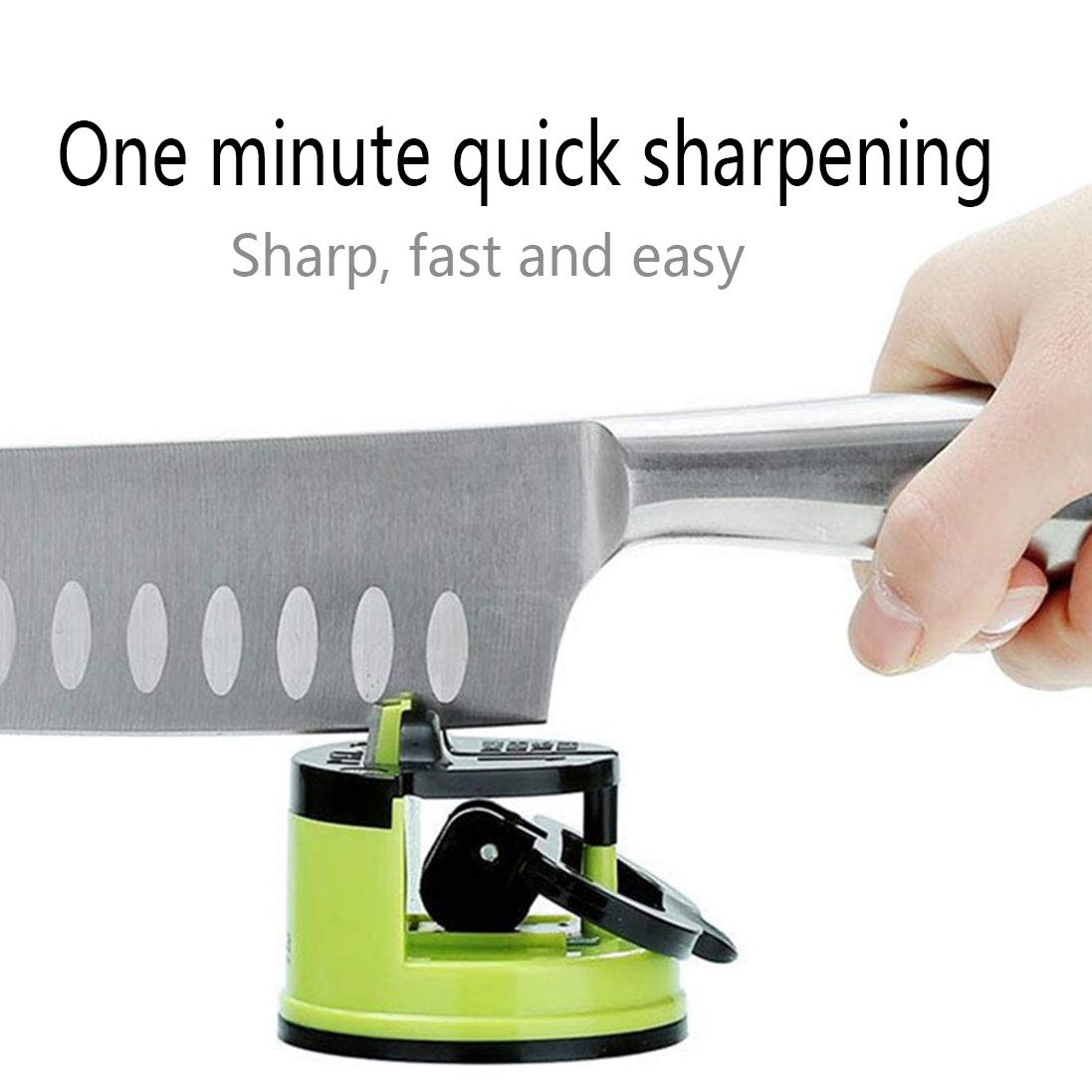 2 Pack Knife Sharpener with Suction Cup - Fast & Easy Knife Sharpening Tool for Kitchen, Chef & Home Use - Quickly Restores Dull Blades (Red + Green) - Perfect for Kitchen Prep, Camping & Outdoor Cooking