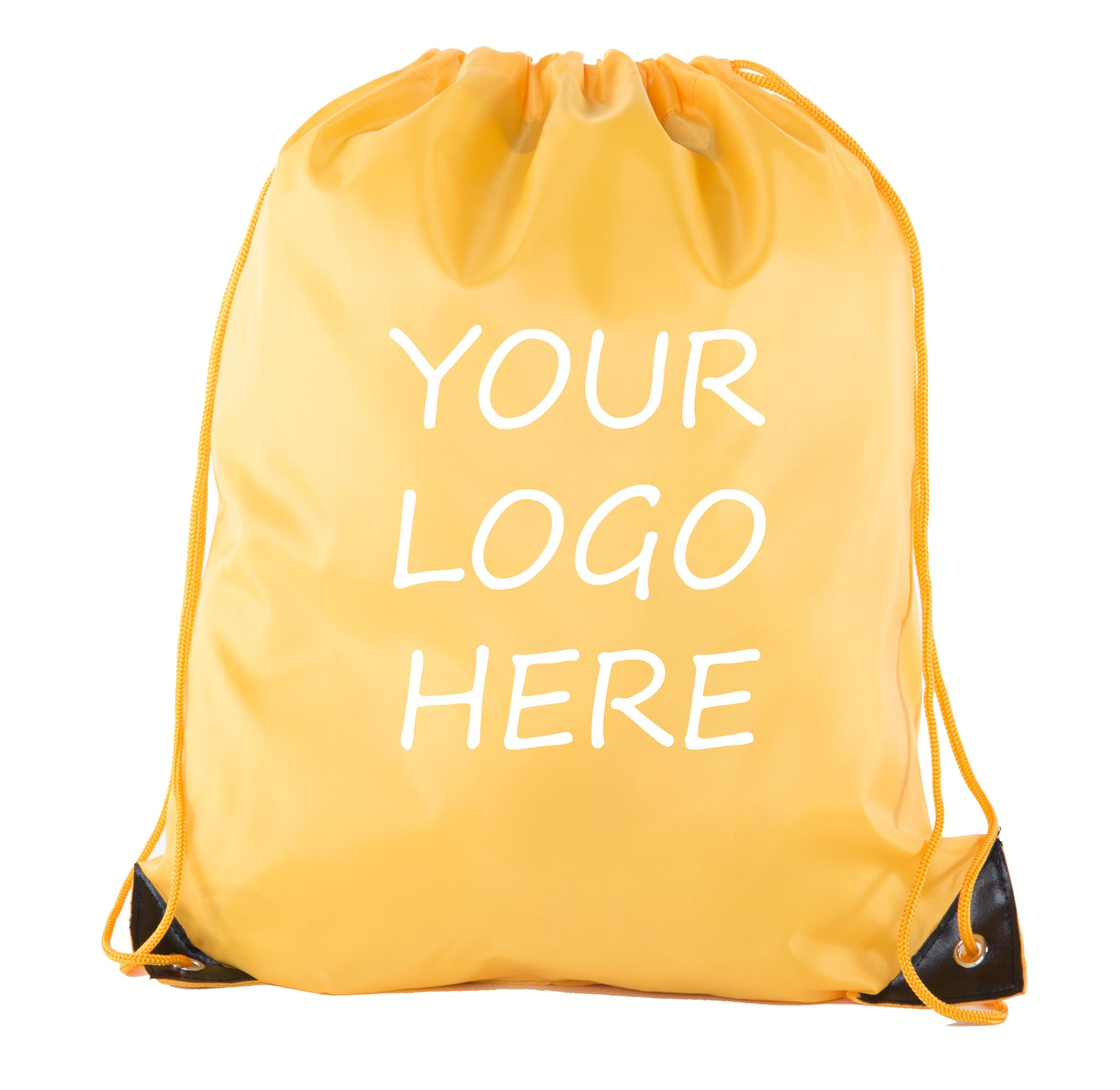 Custom Logo Drawstring Backpacks 100PK - Promotional Athletic Gold Backpacks for Sports, Events & Corporate Gifts | Mato & Hash CE2500