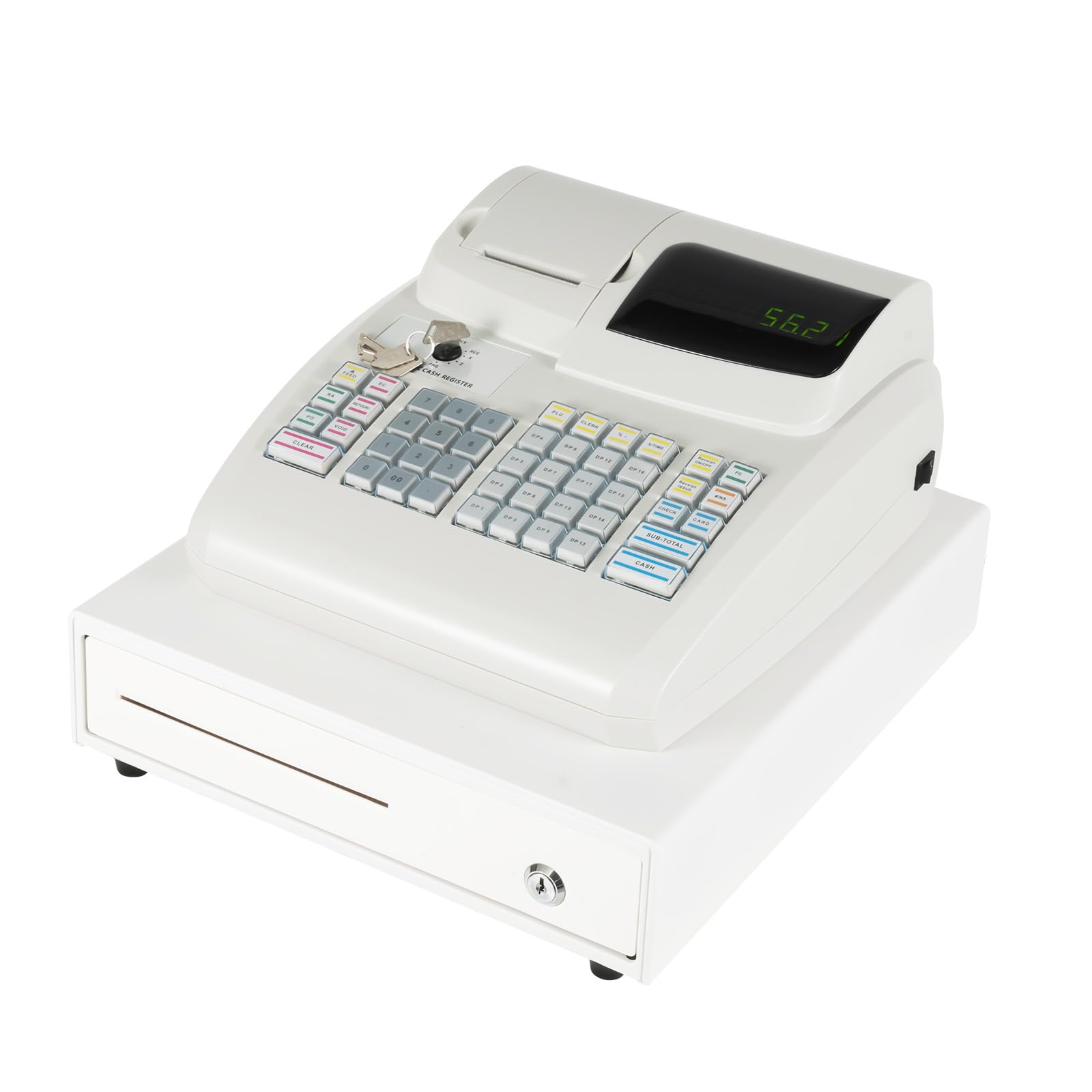 47-Key Electronic Cash Register with Drawer - 6-Digit LED Display & Keyboard for Small Businesses | Multifunctional POS System for Retail Stores, Markets & Shops | Secure Cash Box & Easy-to-Use Register for Efficient Checkout