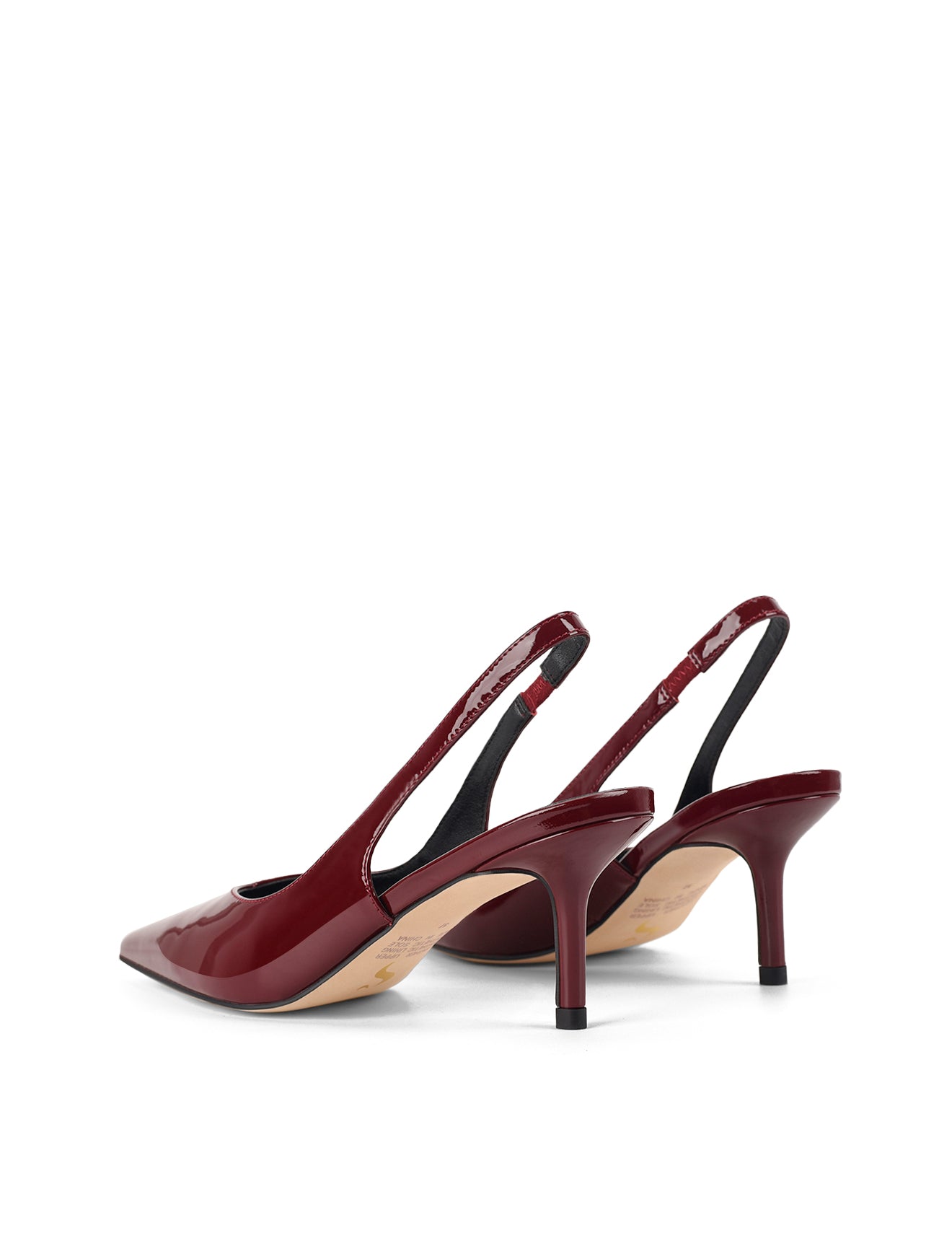 Yory Slingback Kitten Heels - Wine Red Patent Leather Women's Shoes | Comfortable Low Heel Pumps for Work, Office & Special Occasions