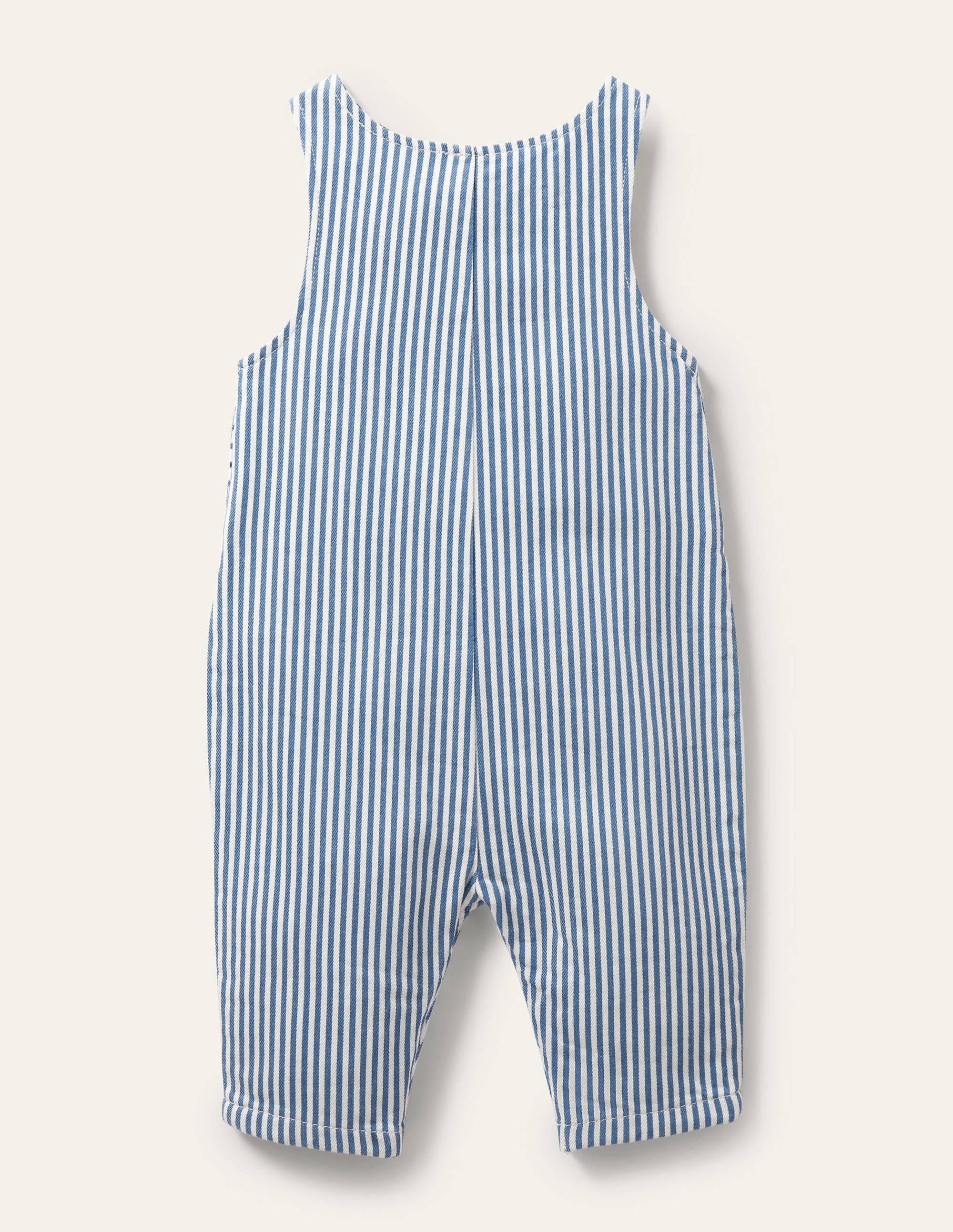 Appliqué Woven Romper for Baby - Ivory/Elizabethan Blue Puffins Design | Soft Cotton Jumpsuit for Boys & Girls | Perfect for Photoshoots, Parties & Everyday Wear