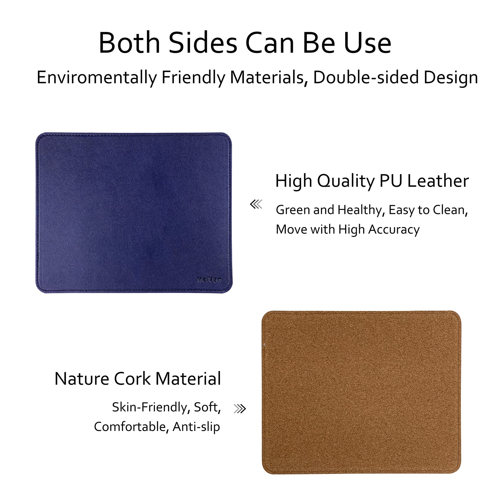 Premium PU Leather Mouse Pad with Stitched Edge - Waterproof Wooden Gaming Mouse Mat for PC, Laptop, Office & Home Use - 10.2