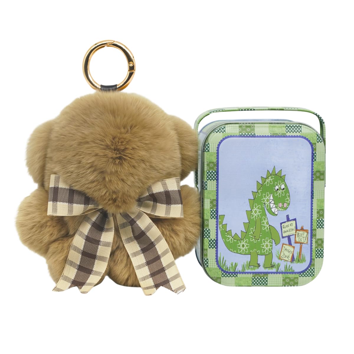 Original Bunnylulu Handmade Soft Bunny PomPom Keychain with Tin - Cute Plush Keychain for Bags, Gifts & Home Decor - Perfect Holiday Present for Kids & Bunny Lovers