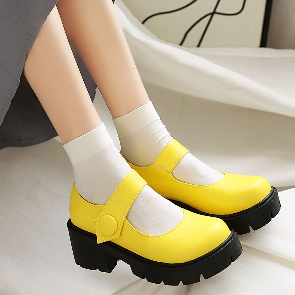 Women's Mary Jane Platform Shoes - Chunky Heel Lolita Style School Shoes for Casual Wear & Cosplay