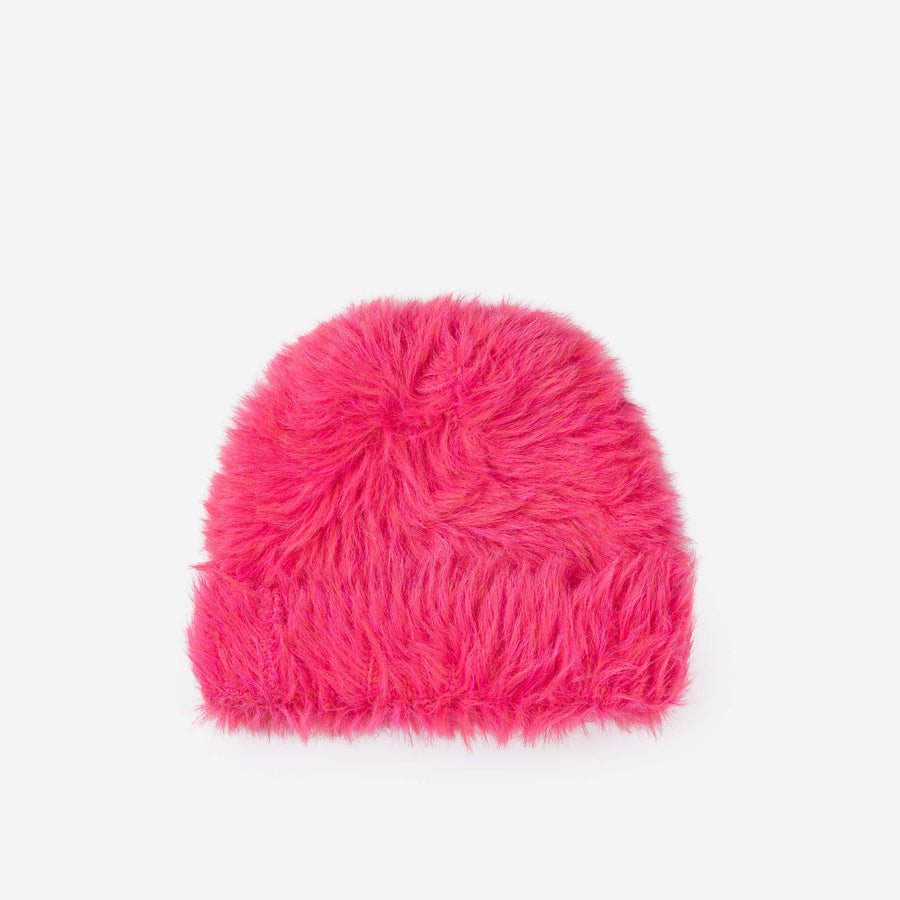Stylish Faux Fur Beanie in Fuchsia Pink - Winter Warm Knit Hat for Women by Verloop Knits - Perfect for Cold Weather, Snow Days & Outdoor Activities