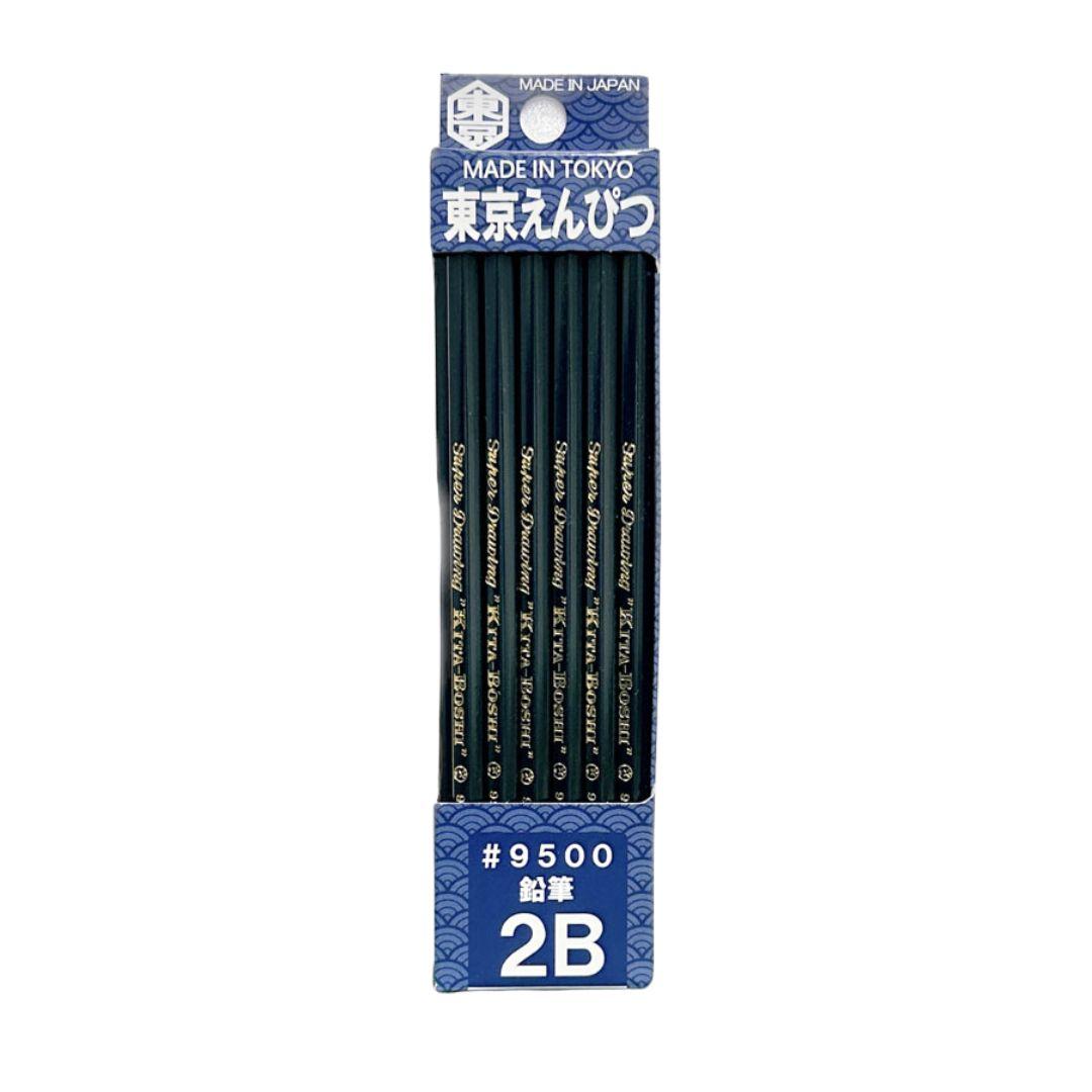 Kitaboshi Tokyo 2B Pencil 9500 - Premium Drawing Pencils for Sketching & Dark Shading (12-Pack) - Perfect for Artists, Students & Professional Illustrations