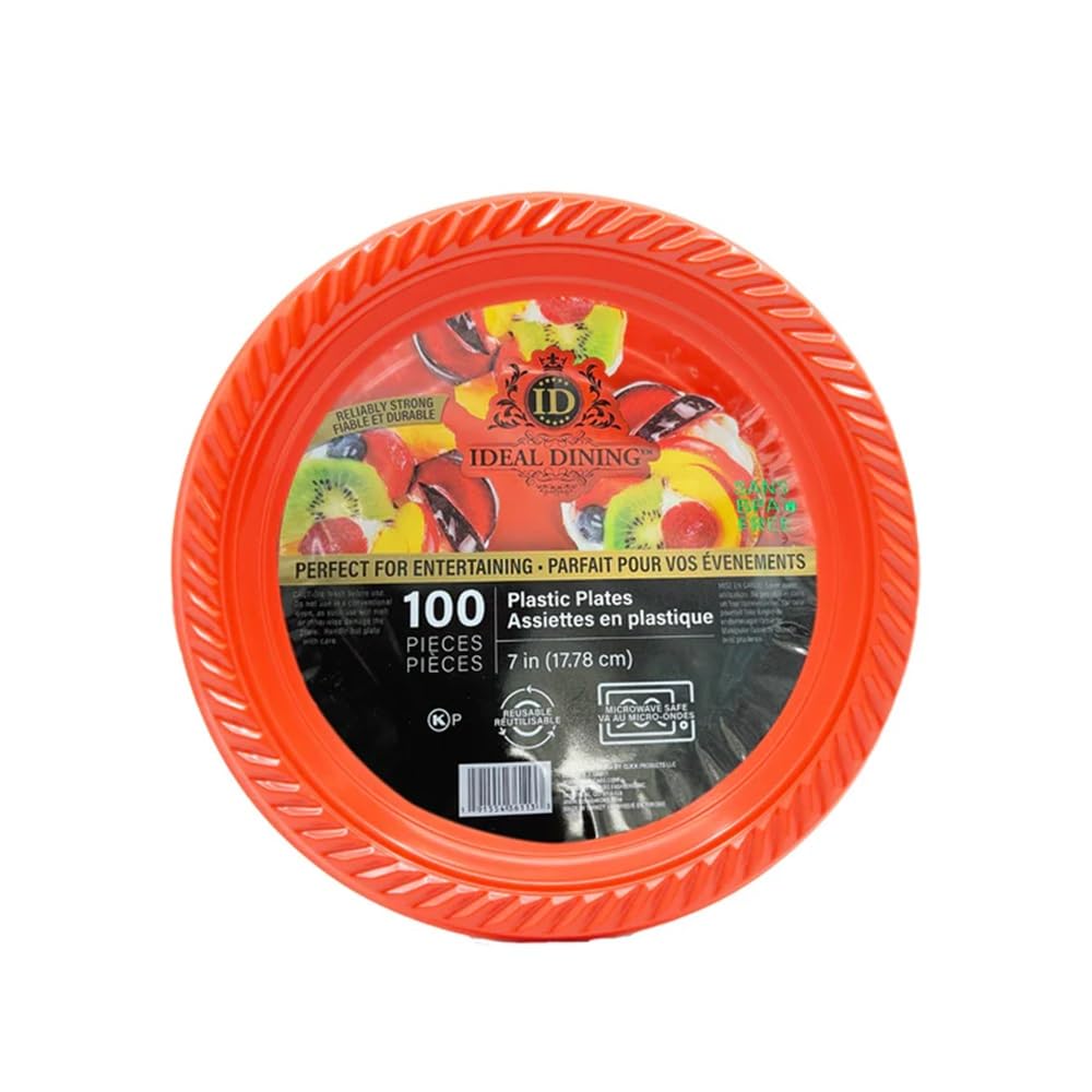 7-Inch Disposable Red Plastic Salad Plates - Microwave Safe, Bulk Pack of 2000 for Restaurants, Hotels, Delis & Elegant Parties | Perfect for Catering, BBQs, Picnics & Holiday Gatherings