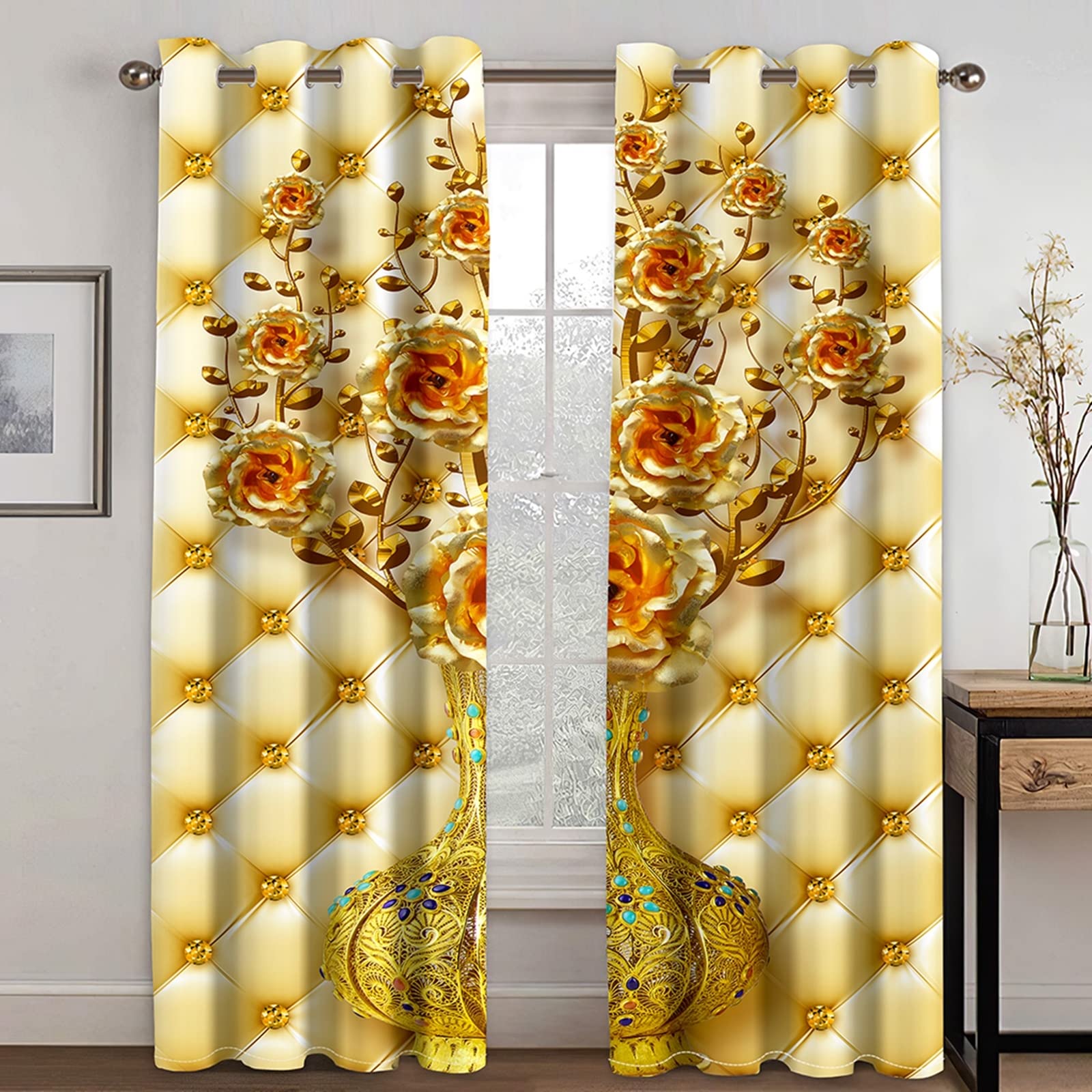 Luxury Gold Blackout Curtains for Bedroom - 104