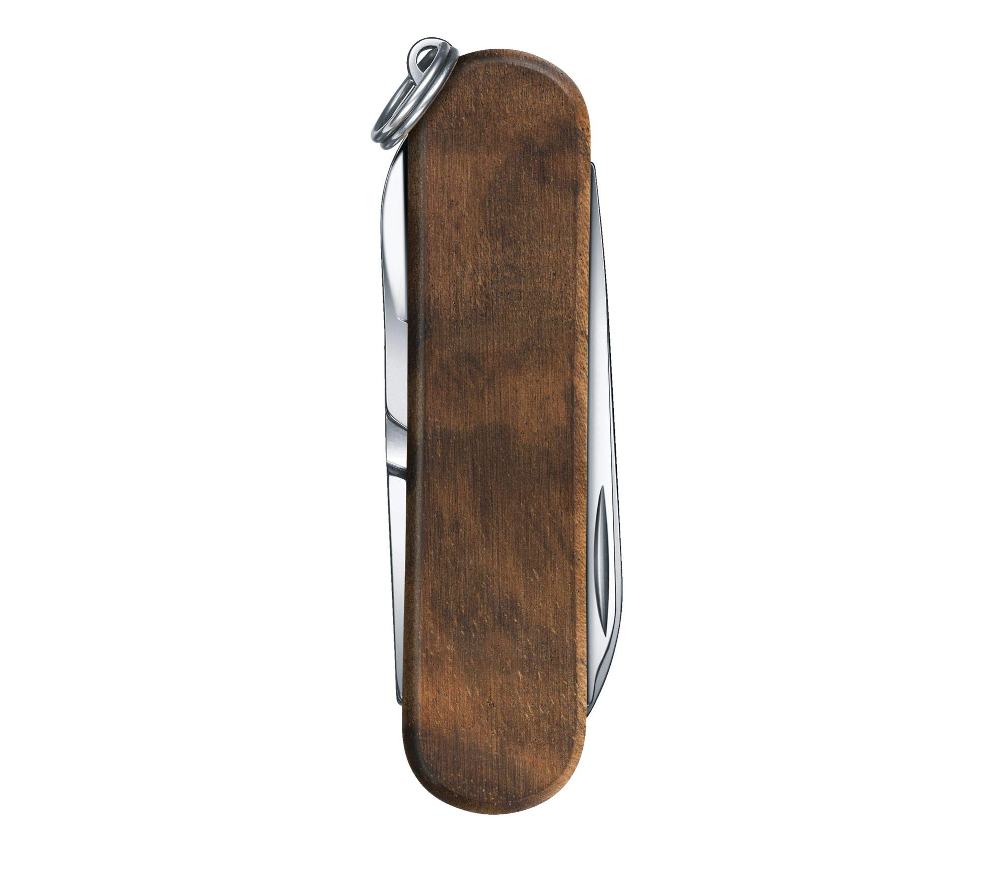 Victorinox Classic SD Walnut Swiss Army Knife - Compact 5-Function Pocket Knife with Small Blade, Screwdriver & Key Ring - Swiss Made Wood Handle - Perfect for Camping, Hiking & Everyday Carry (EDC)