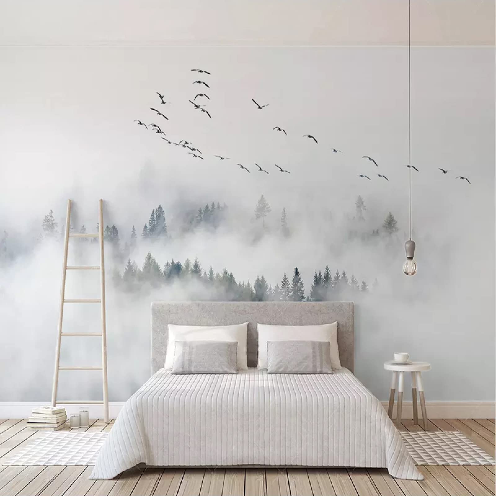 Custom Wall Art Stickers - Modern Bird & Pine Forest Mural (118x82.6 inches) | Smooth Surface Home Decor for Dining Room & TV Wall | Perfect for Living Room, Bedroom & Office Decoration
