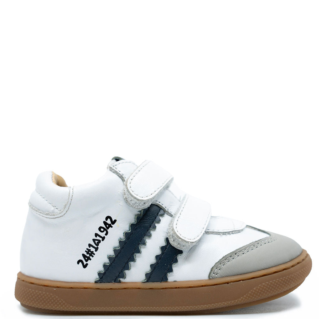Acebos White Stripe Velcro Baby Sneakers - Soft & Comfortable First Walking Shoes for Toddlers (Ideal for Daily Wear, Outdoor Play & Special Occasions)