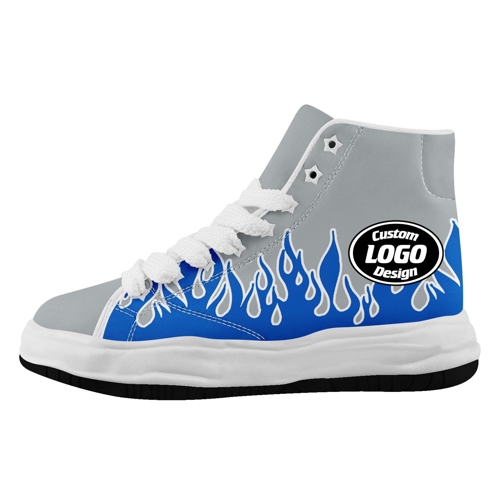 Custom Gray Blue Detroit Firesoul Shoes - Personalized Sneakers for Men & Women | Comfortable Walking & Casual Wear | Size 11 (FN039 D020272) | Perfect for Street Style & Urban Fashion
