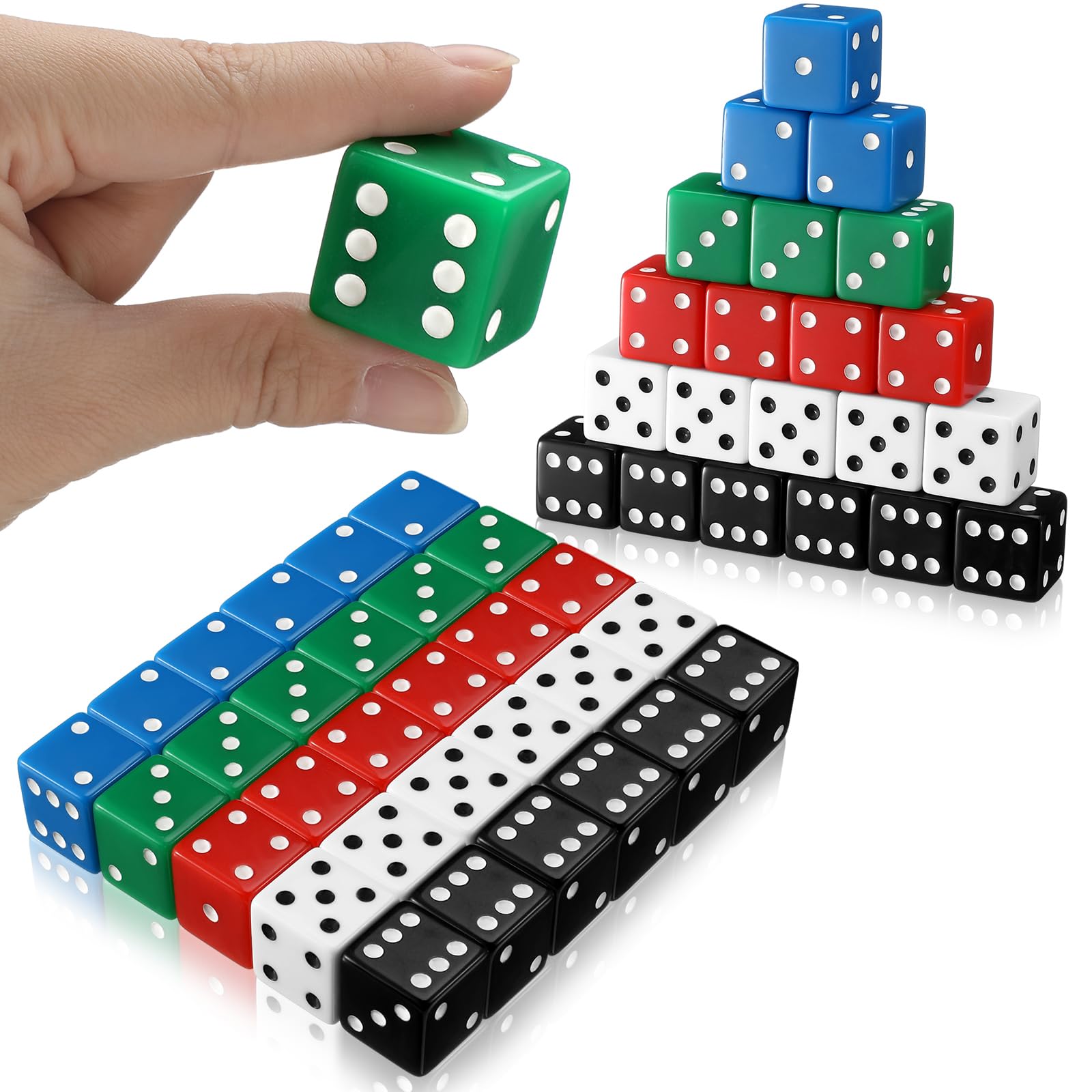 30 Pcs Standard 25mm Casino Dice Set - Large Opaque Jumbo Acrylic D6 Bulk Dice for Casino Theme Party, Board Games, Vegas Birthday Supplies (Colorful) - Perfect for Poker Nights, Game Nights, and Casino-Themed Events
