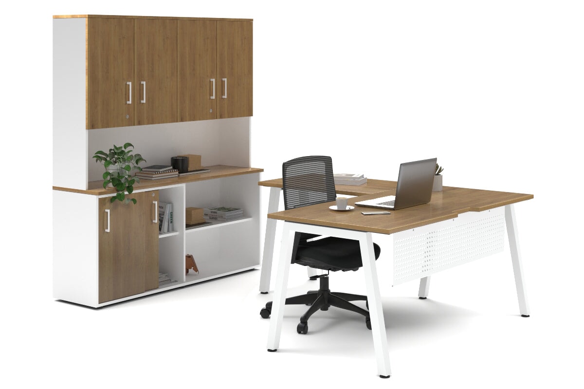 Quadro A Legs L-Shaped Executive Desk with White Legs [1600L x 1700W] - Perfect for Home Office & Modern Workspace Setup